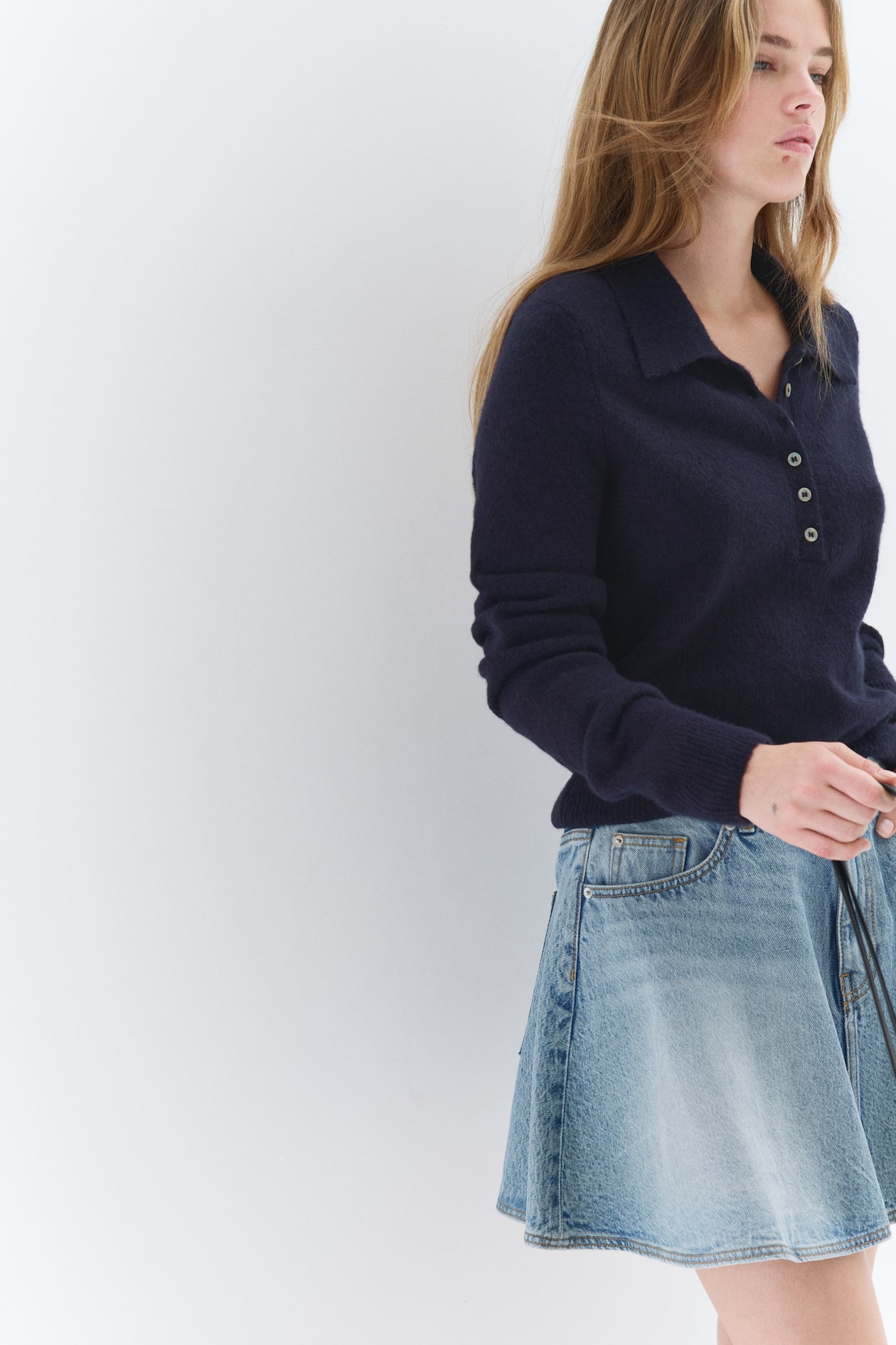 Flared Denim Mini Skirt - image 3