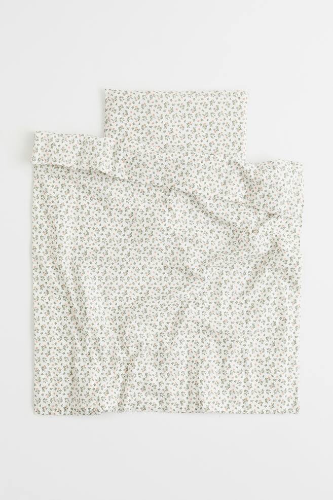 Cot duvet cover set - White/Floral - 1