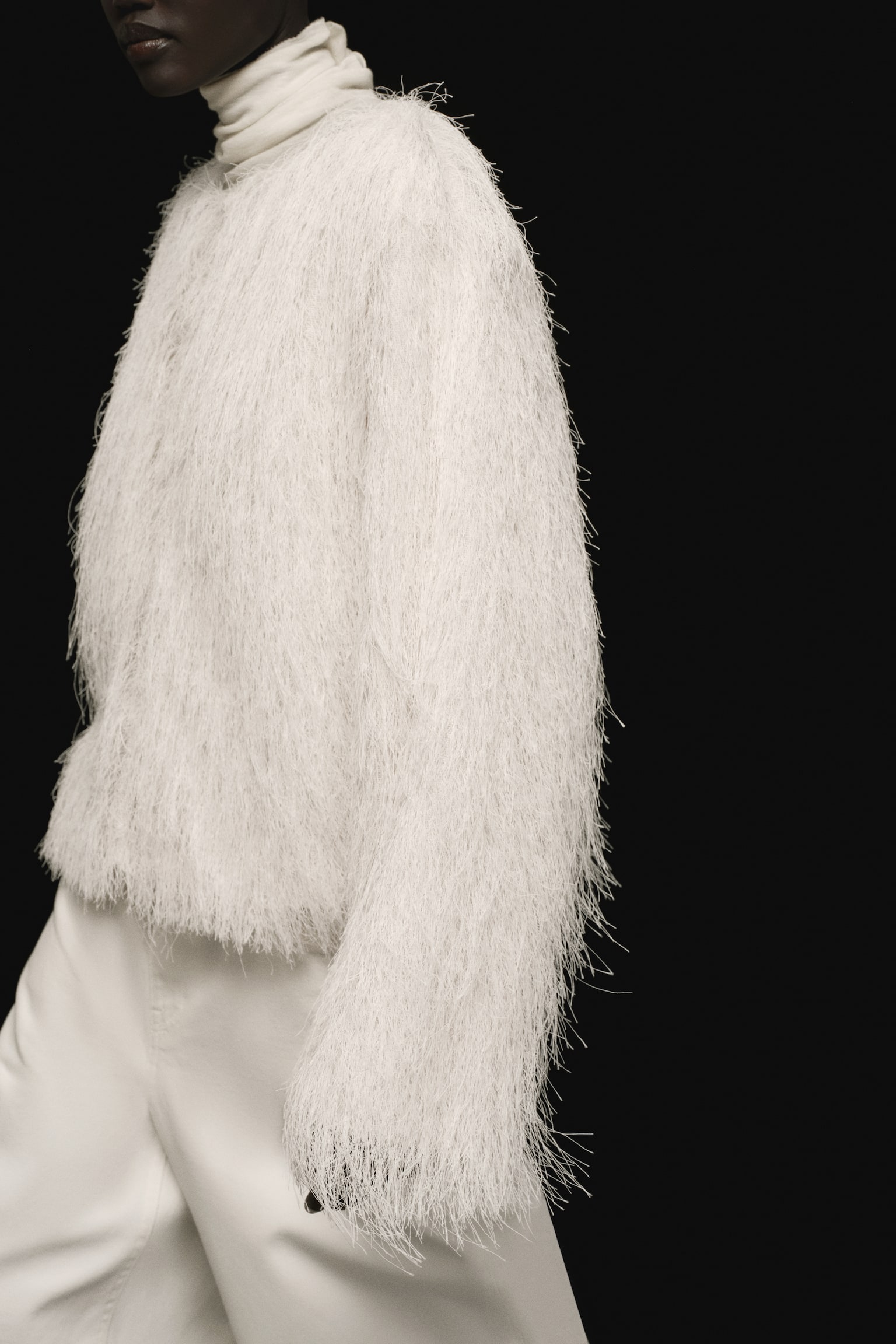 Saco con flecos - Crema/Rosa tenue - 4