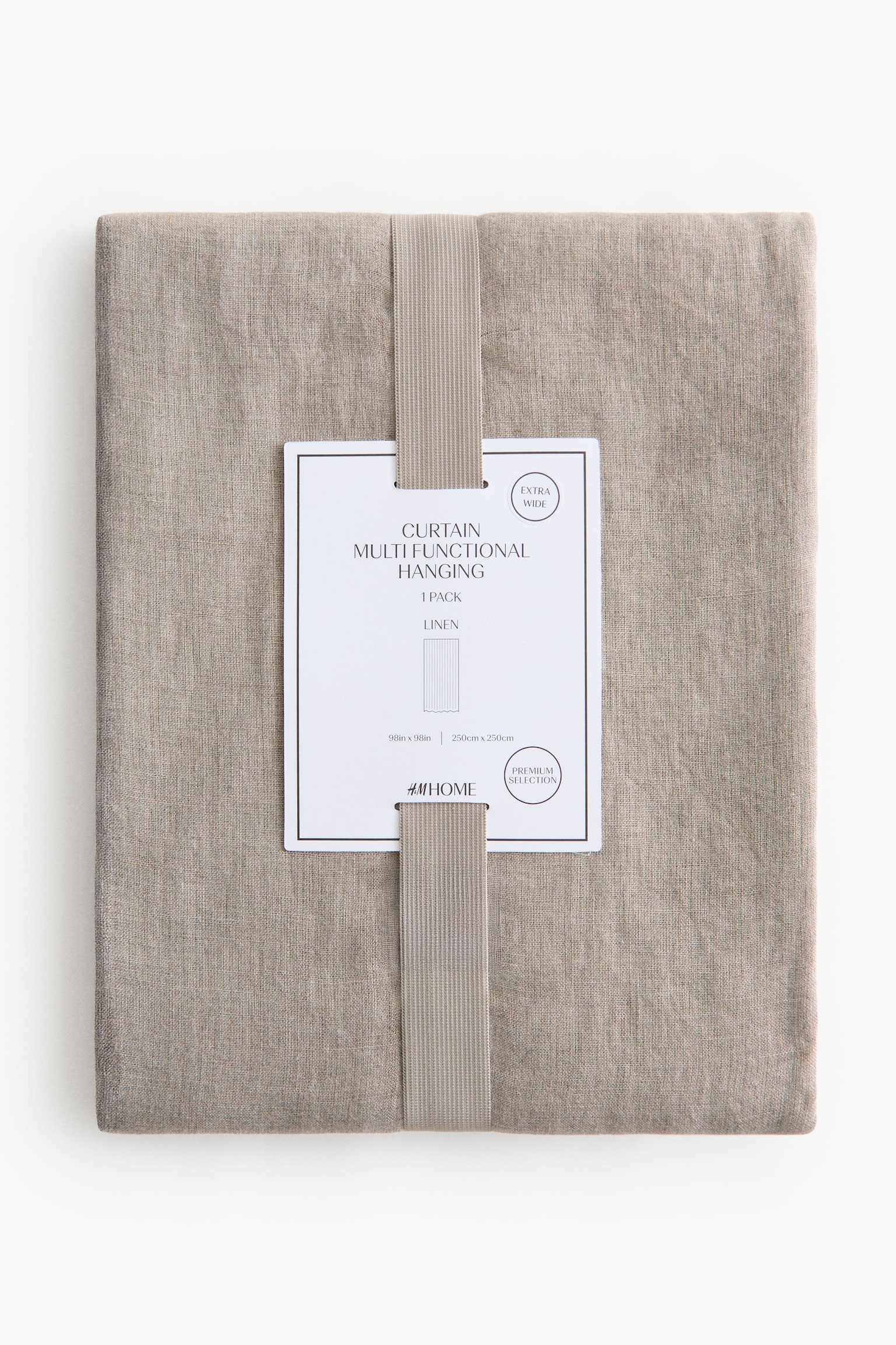 1-pack wide linen curtain length - Mole/White - 2