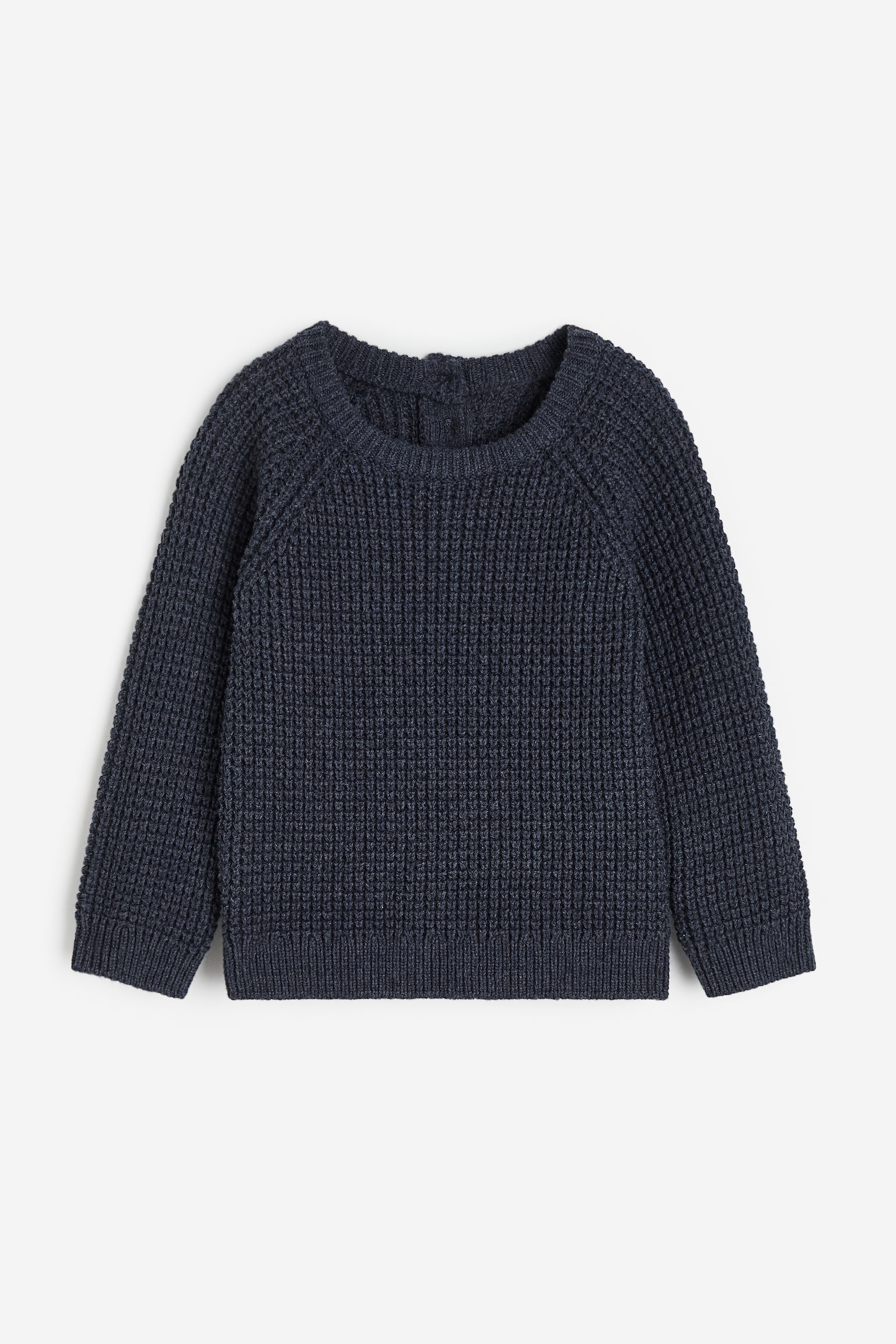 Waffle-knit cotton jumper - Navy blue - 1