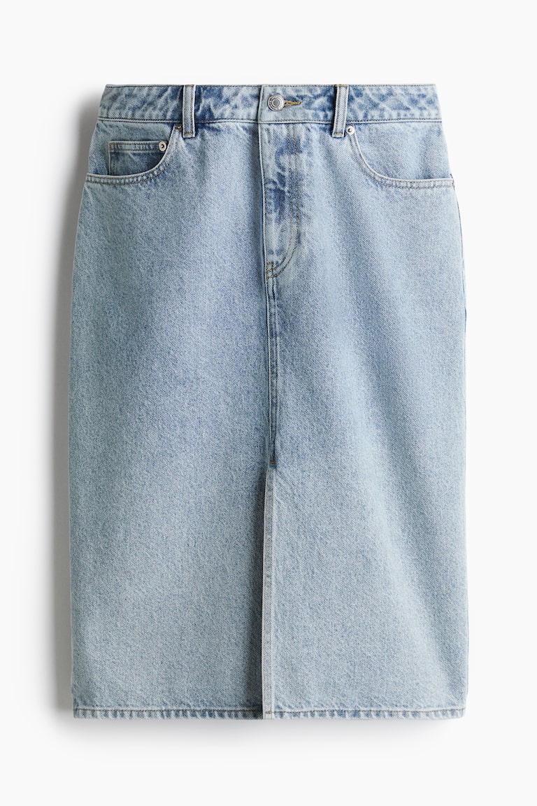 Knee-length denim skirt Light denim blue Ladies H&M IN