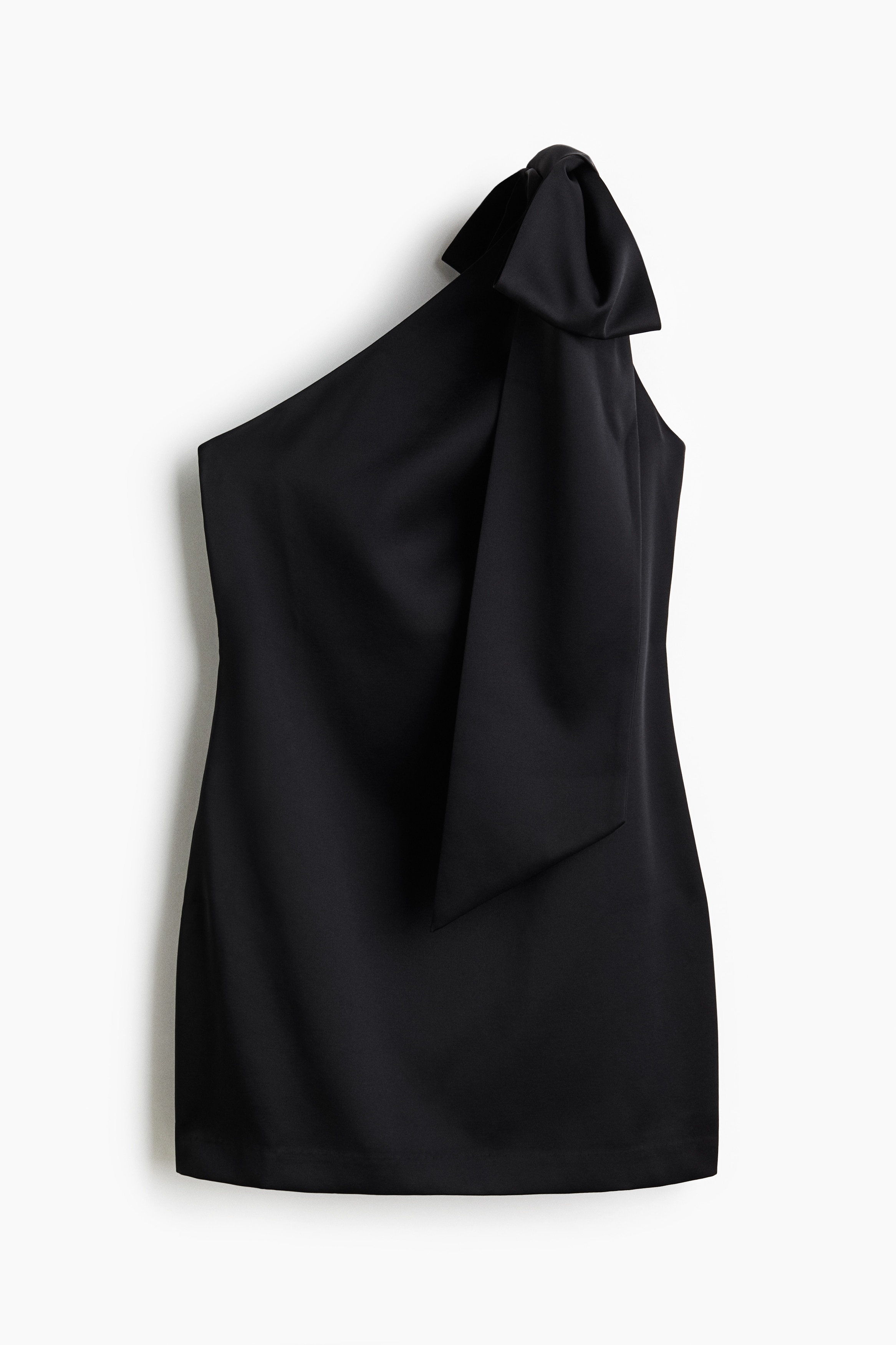 Bow-detail one-shoulder dress - Black/Light pink/Red