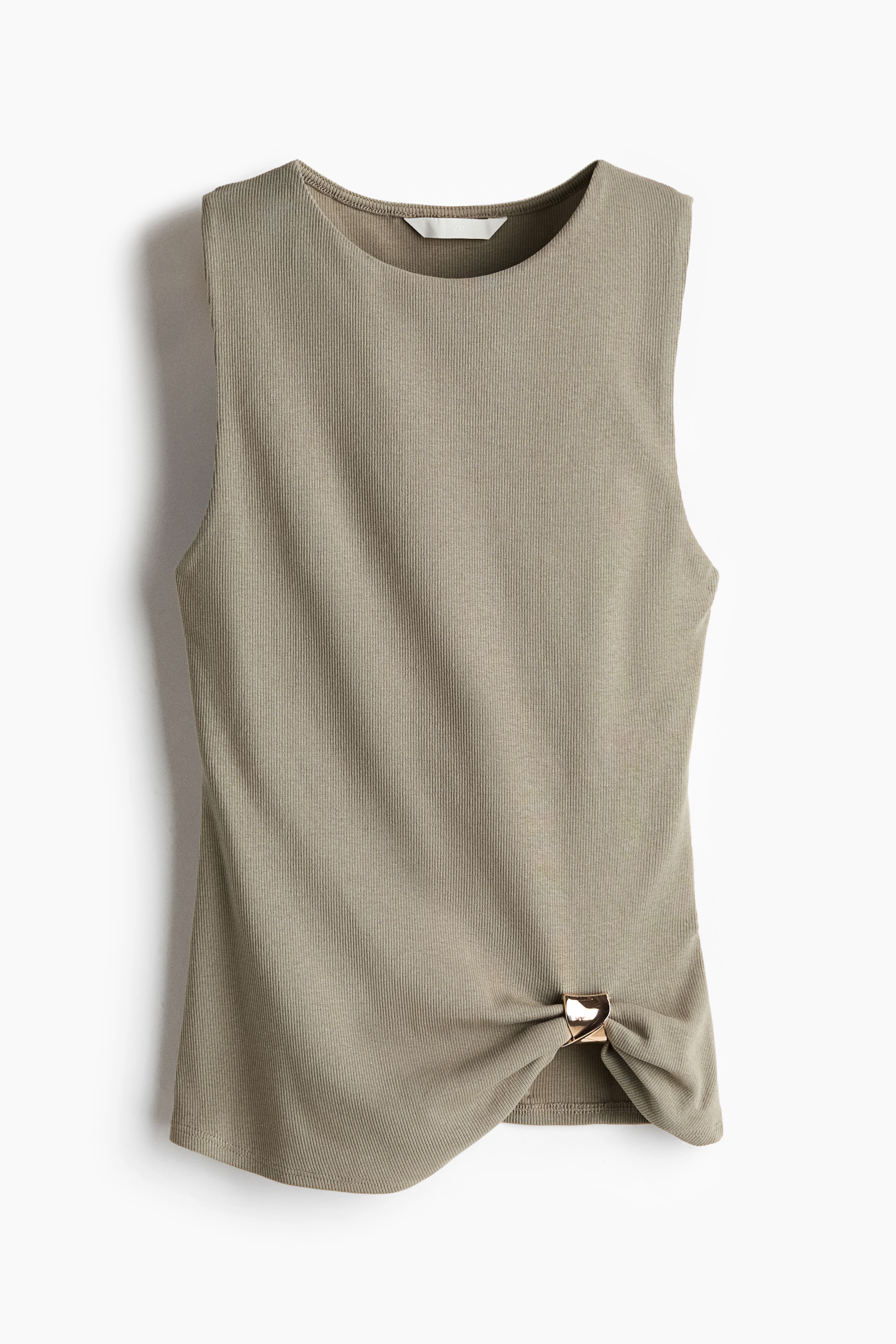 Draped-Detail Ribbed Top