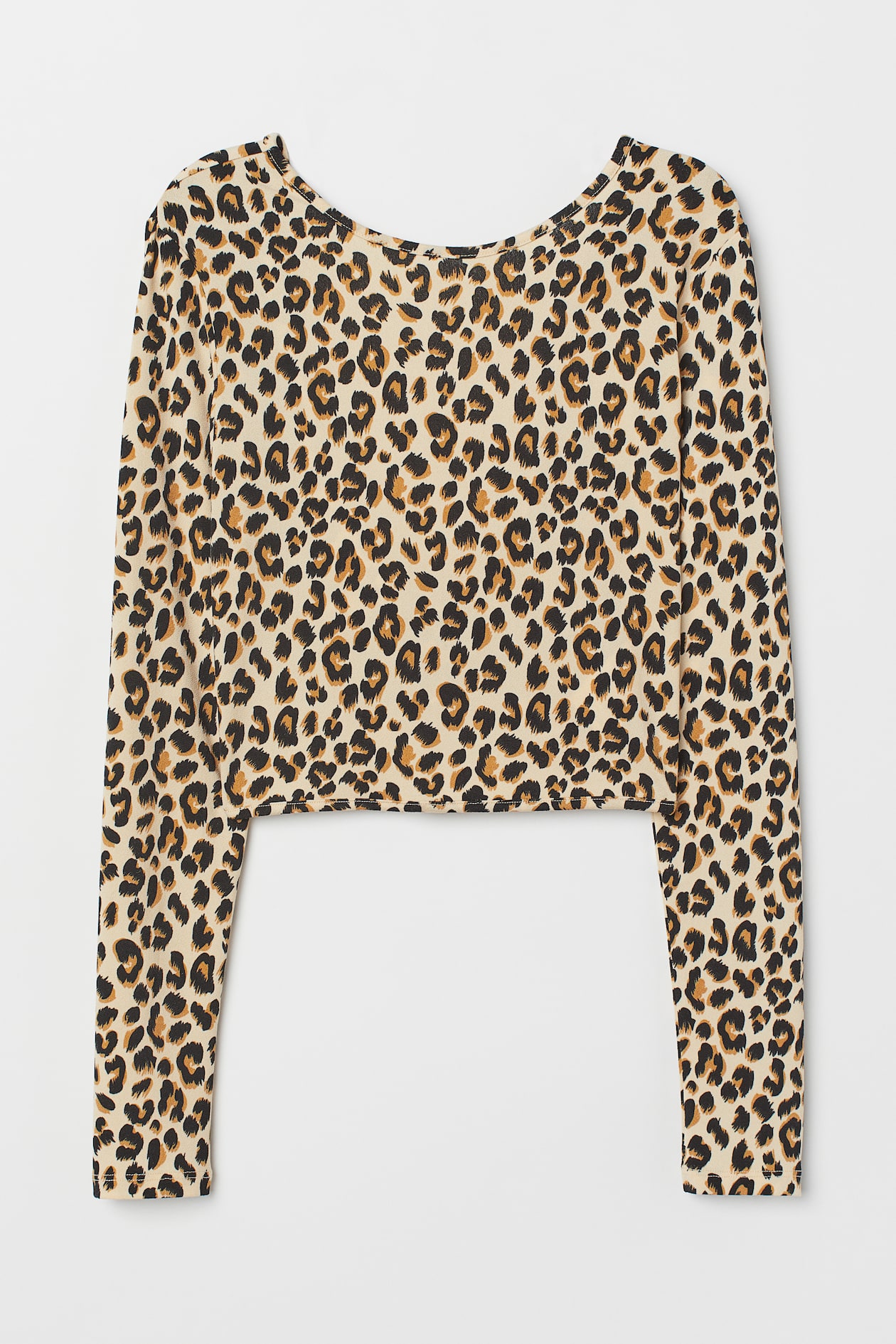 Rückenfreies Shirt - Langarm - Beige/Leopardenmuster - Ladies | H&M DE