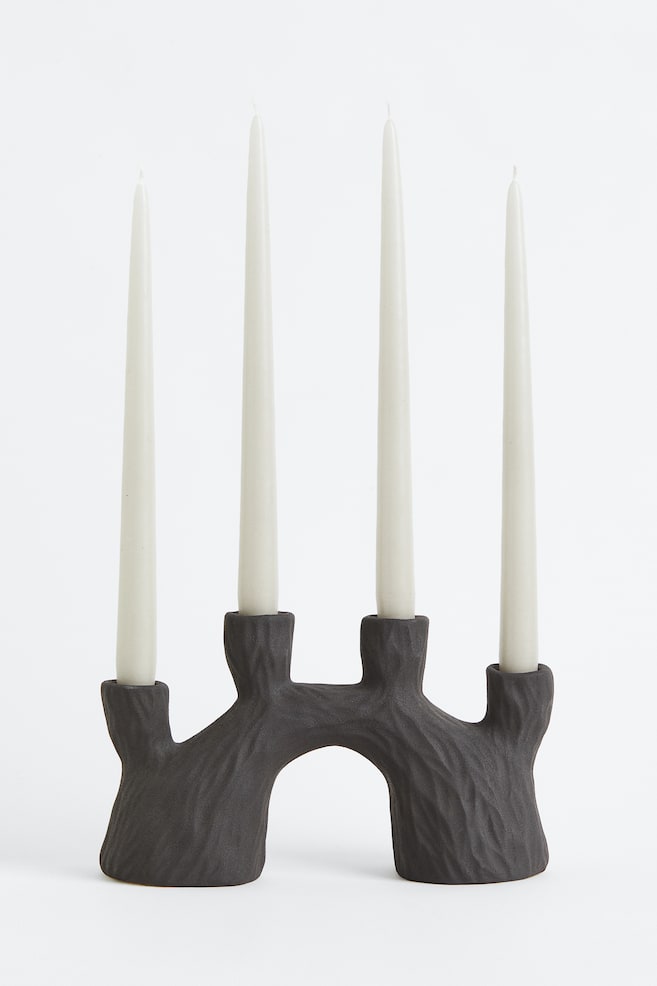 Stoneware candlestick - Black - 2