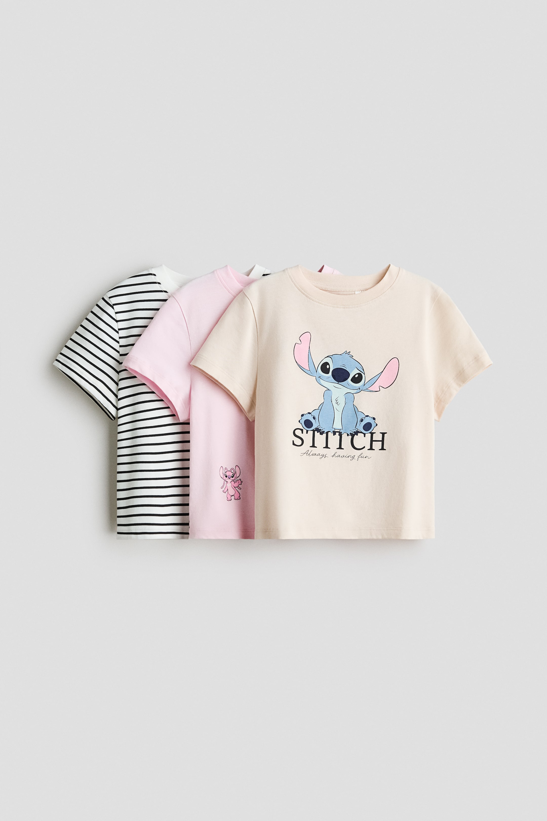 拡大画像を表示: プリントジャージートップス 3枚セット - ベージュ/リロ&スティッチ - Kids | H&M JP 1