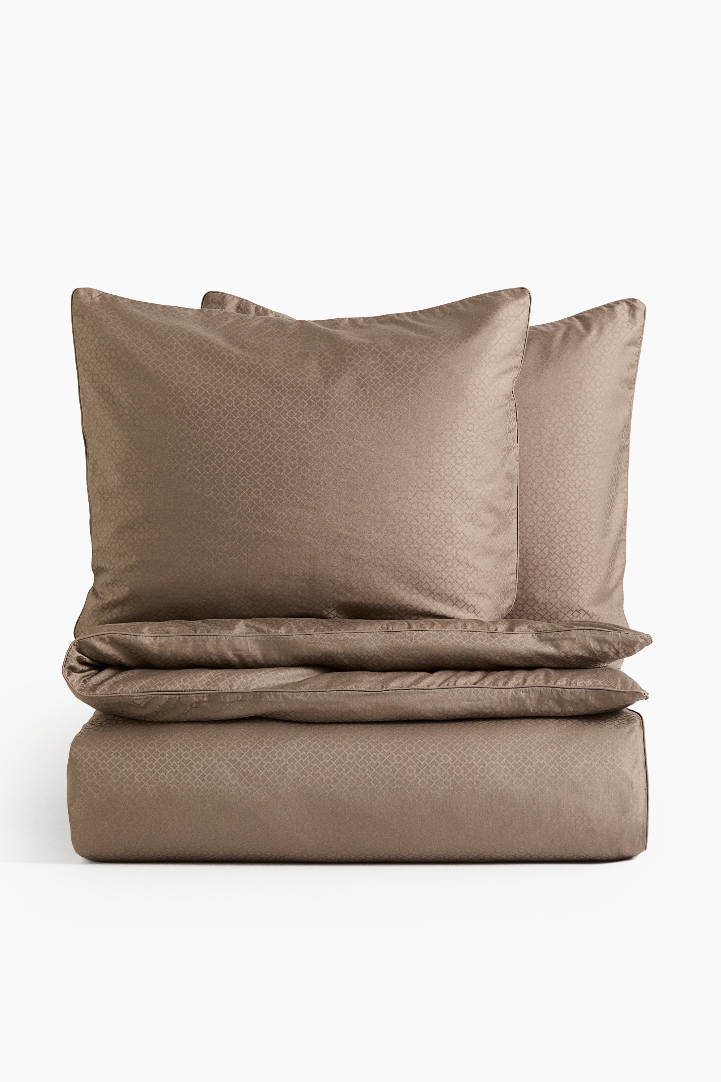 Cotton Sateen King/Queen Duvet Cover Set - Taupe/Dusty yellow