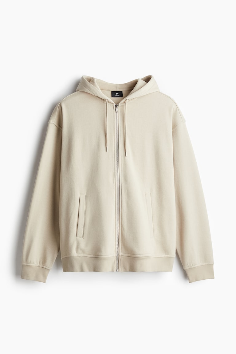 Loose Fit Zip-through hoodie Light beige Men H&M IN