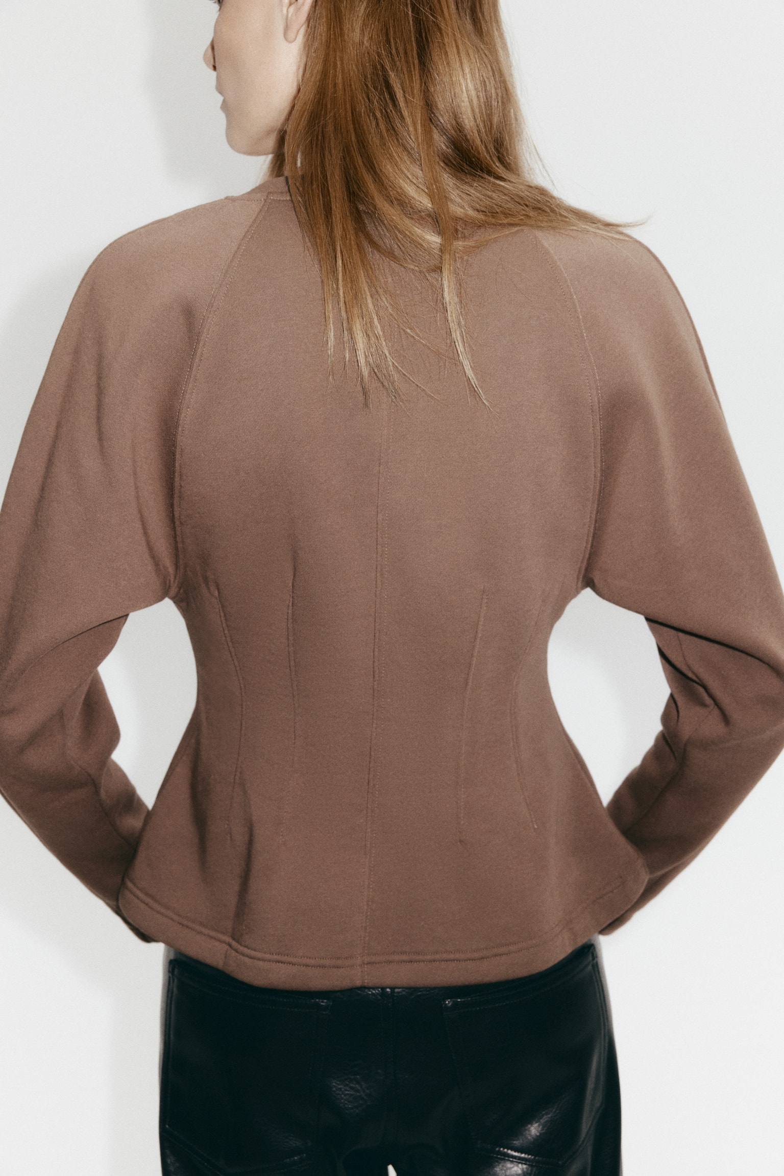 Waisted sweatshirt - Dark mole/Beige/Cream - 6