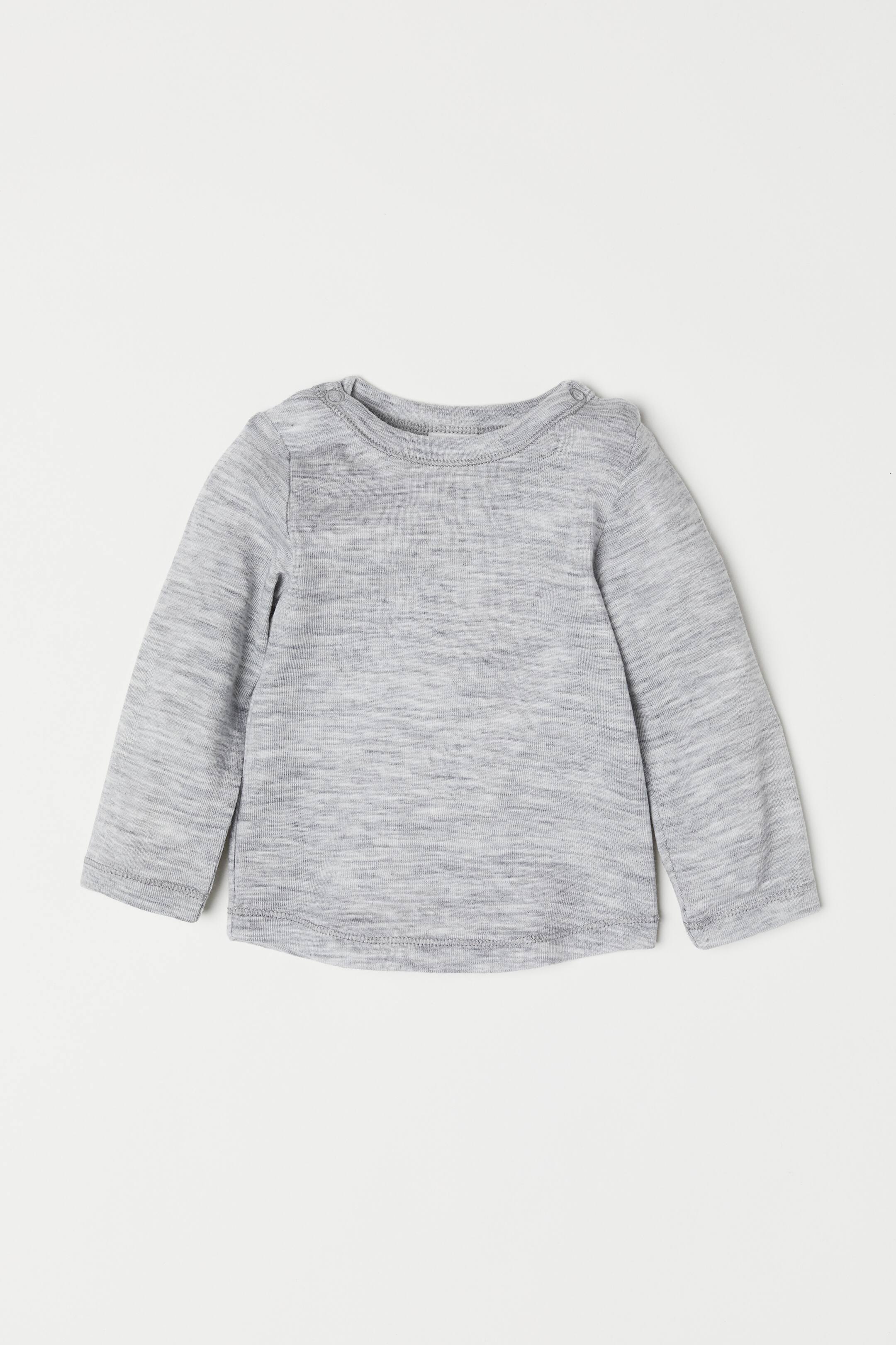 View larger image: Wool jersey top - Light grey marl - Kids | H&M 1