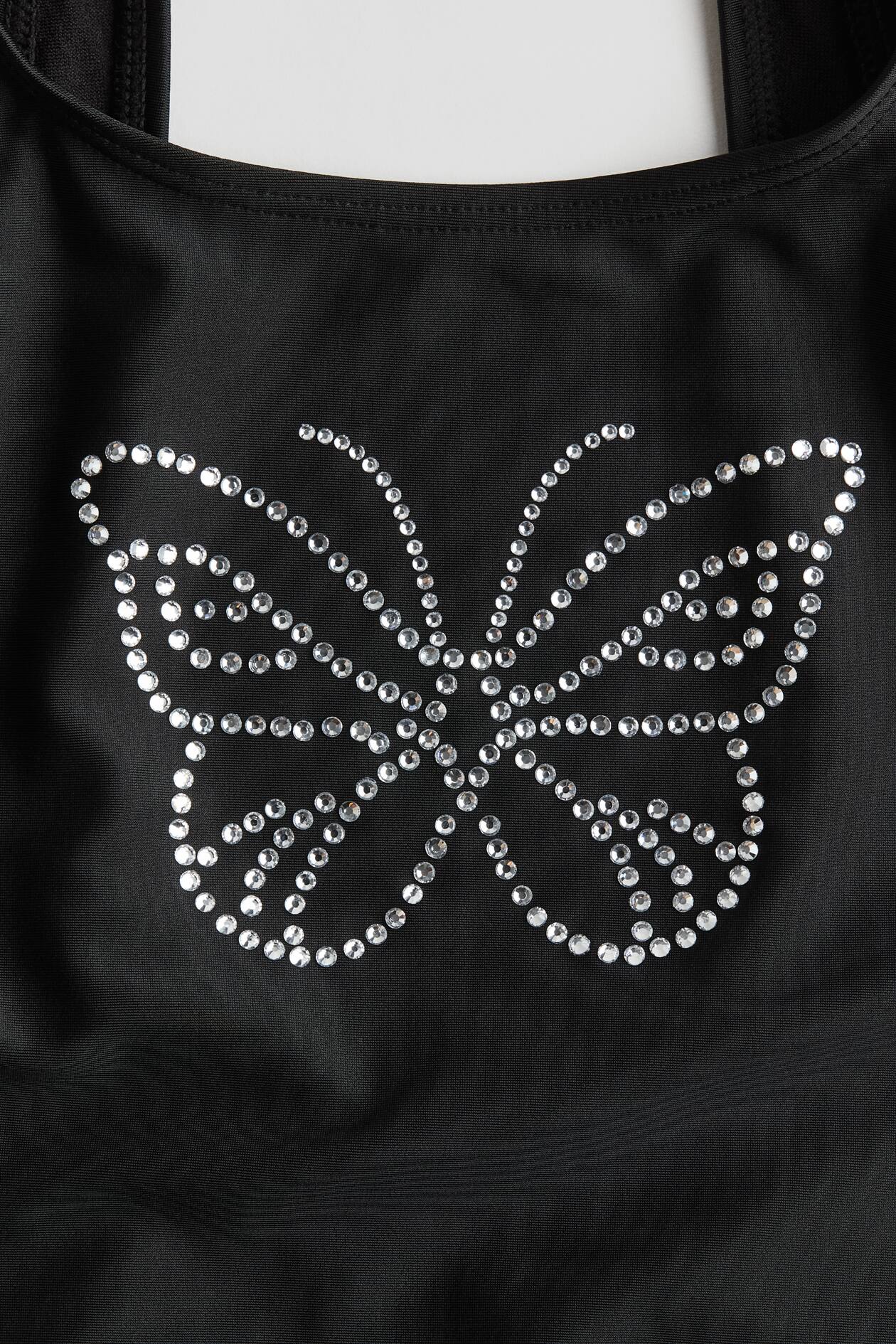 Broche MVX Papillon En émail Noir Et Bronze Avec Strass Bleus - Très Bon état Vintage