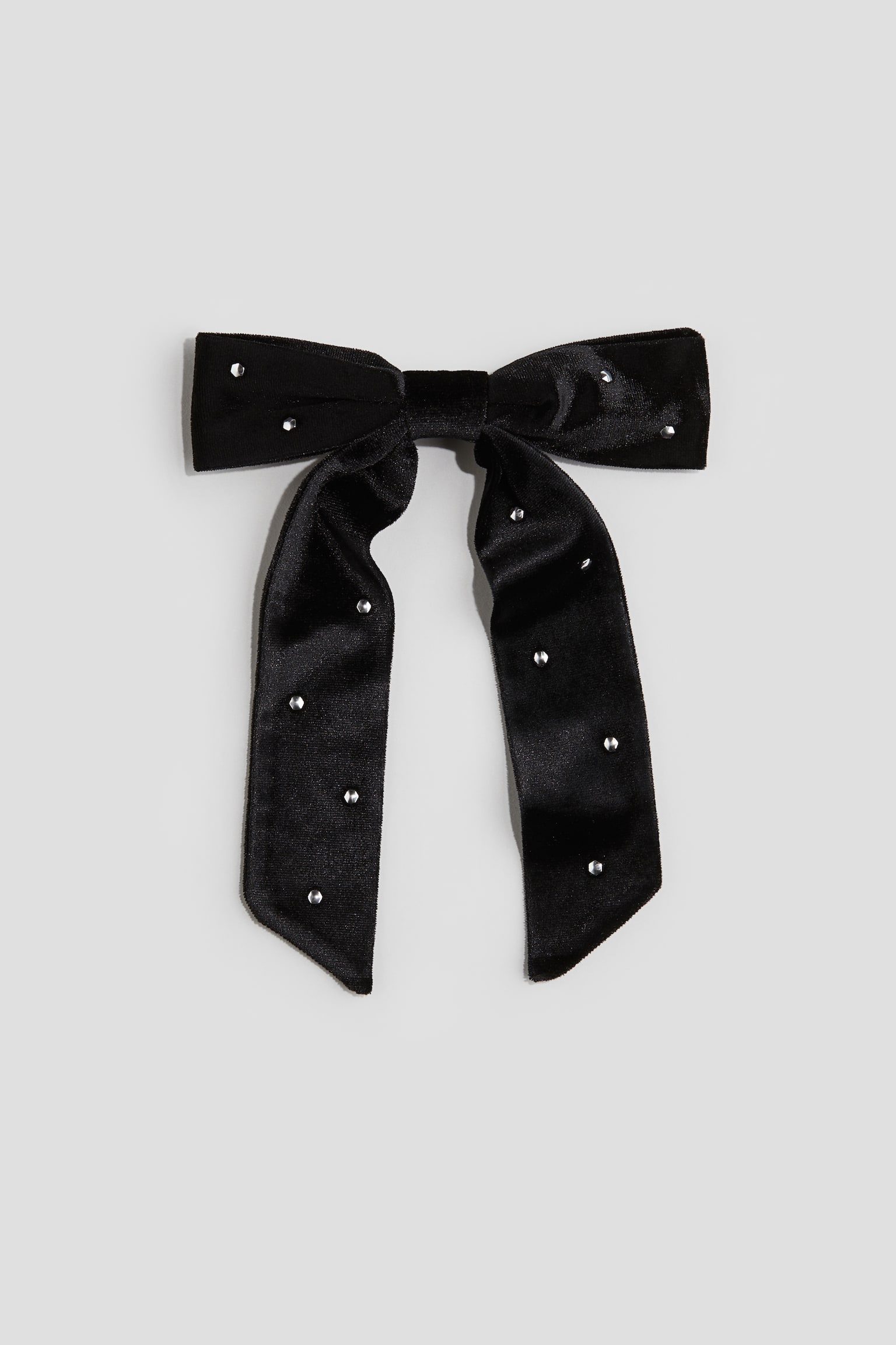 Velvet bow hair clip - Black - 2