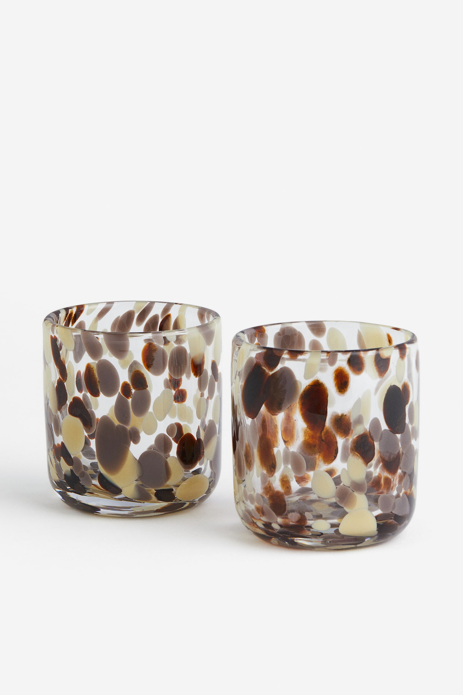 2-pack patterned tumblers - Clear glass/Dark brown/Green/Spotted/Clear glass/White - 1