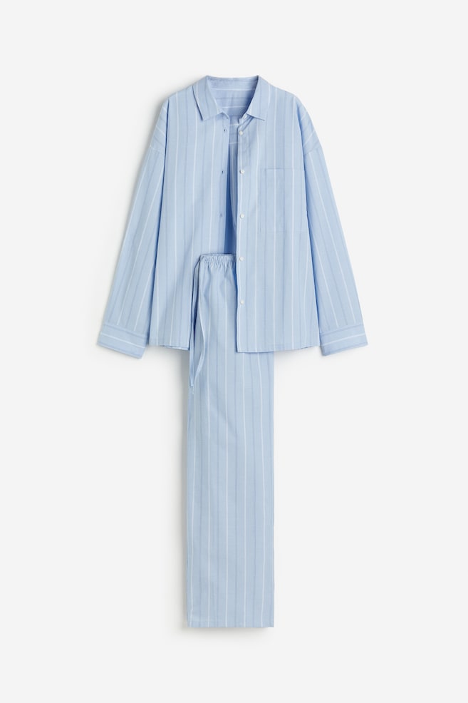 Pyjamas med skjorta och byxa - Ljusblå/Randig/Ljusrosa/Randig/Ljusblå/Vitrandig/Vit/Blårandig - 2