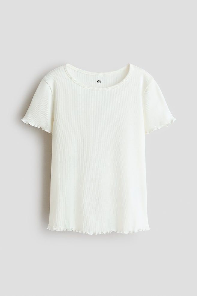 Overlocked Ribbed T-Shirt - Cream/Light pink - 1
