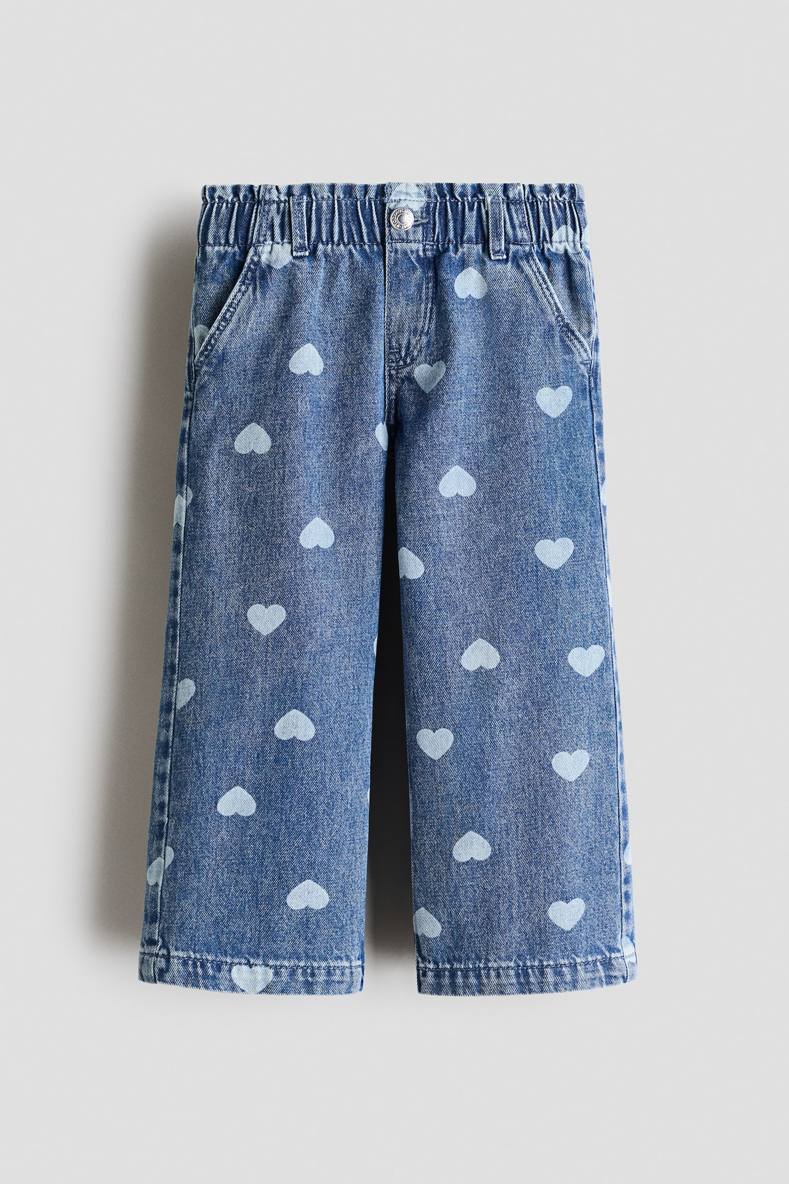 Wide Leg Loose Fit Jeans - Син деним/Сърца/Светлокафяв/Леопардов принт/Черен деним/Сърца - 1
