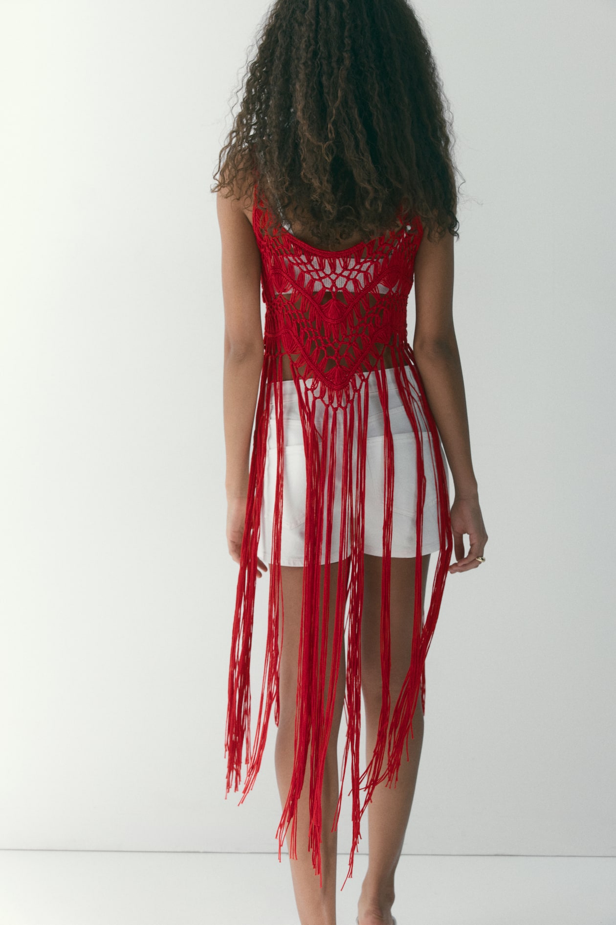 Open-Knit Top with Fringe - image 4