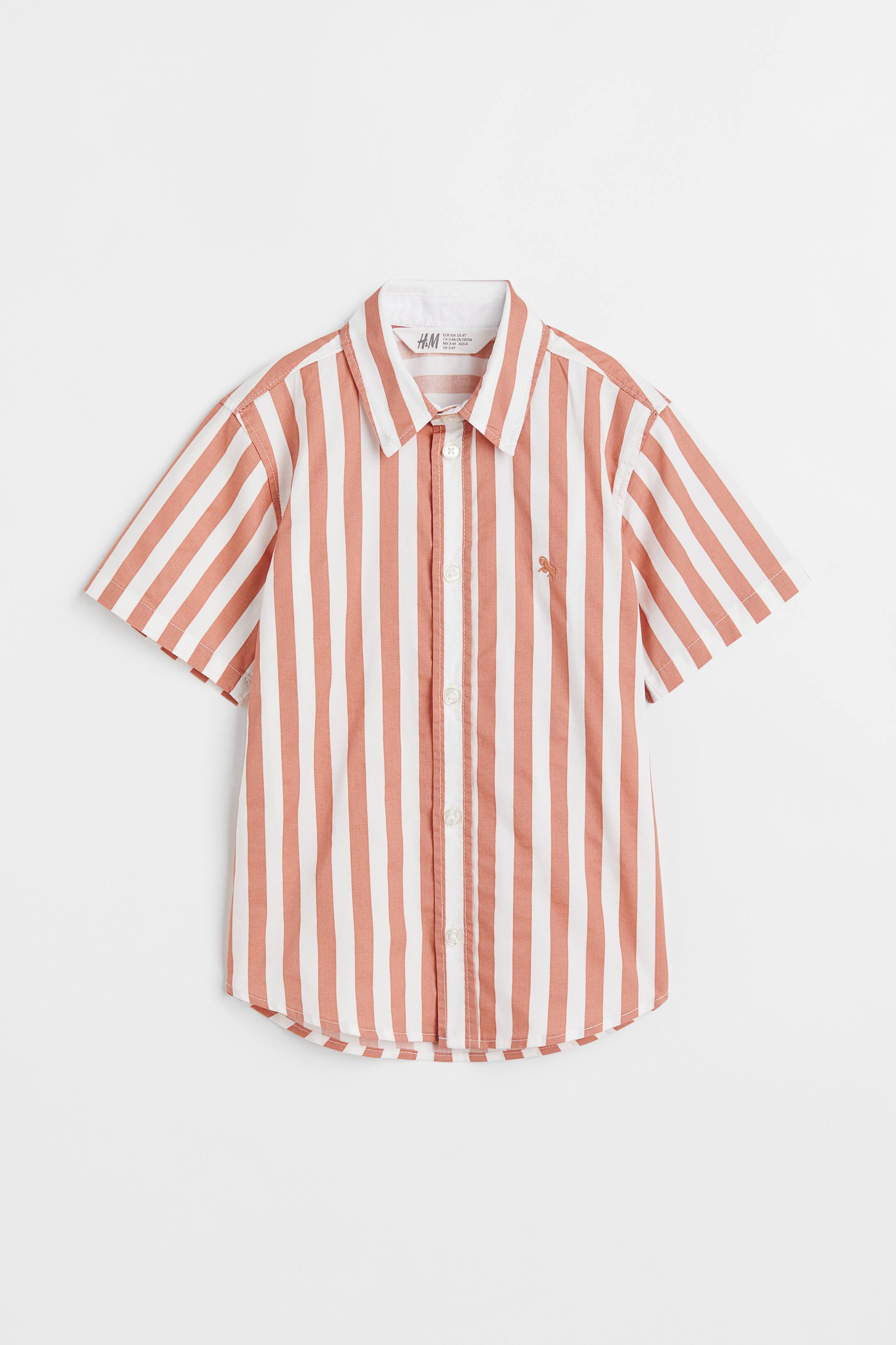 查看大圖: 棉質襯衫 - 深橘色/條紋 - Kids | H&M 1