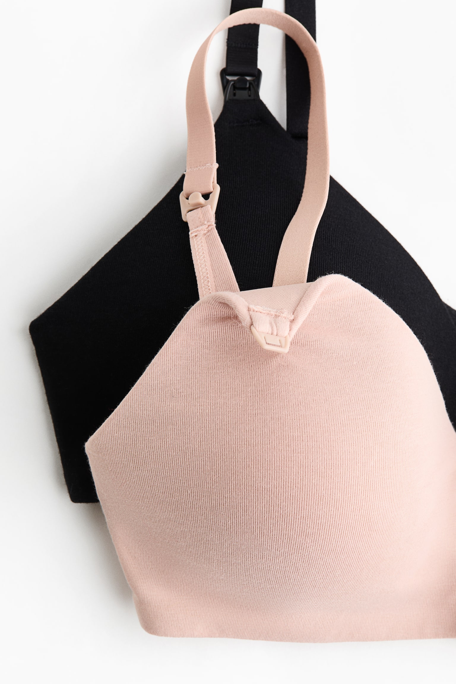 Женские бра для кормления H&M Mama хлопковые, 2 шт, цвет: Чёрный / Светлый бежевый — фото 6