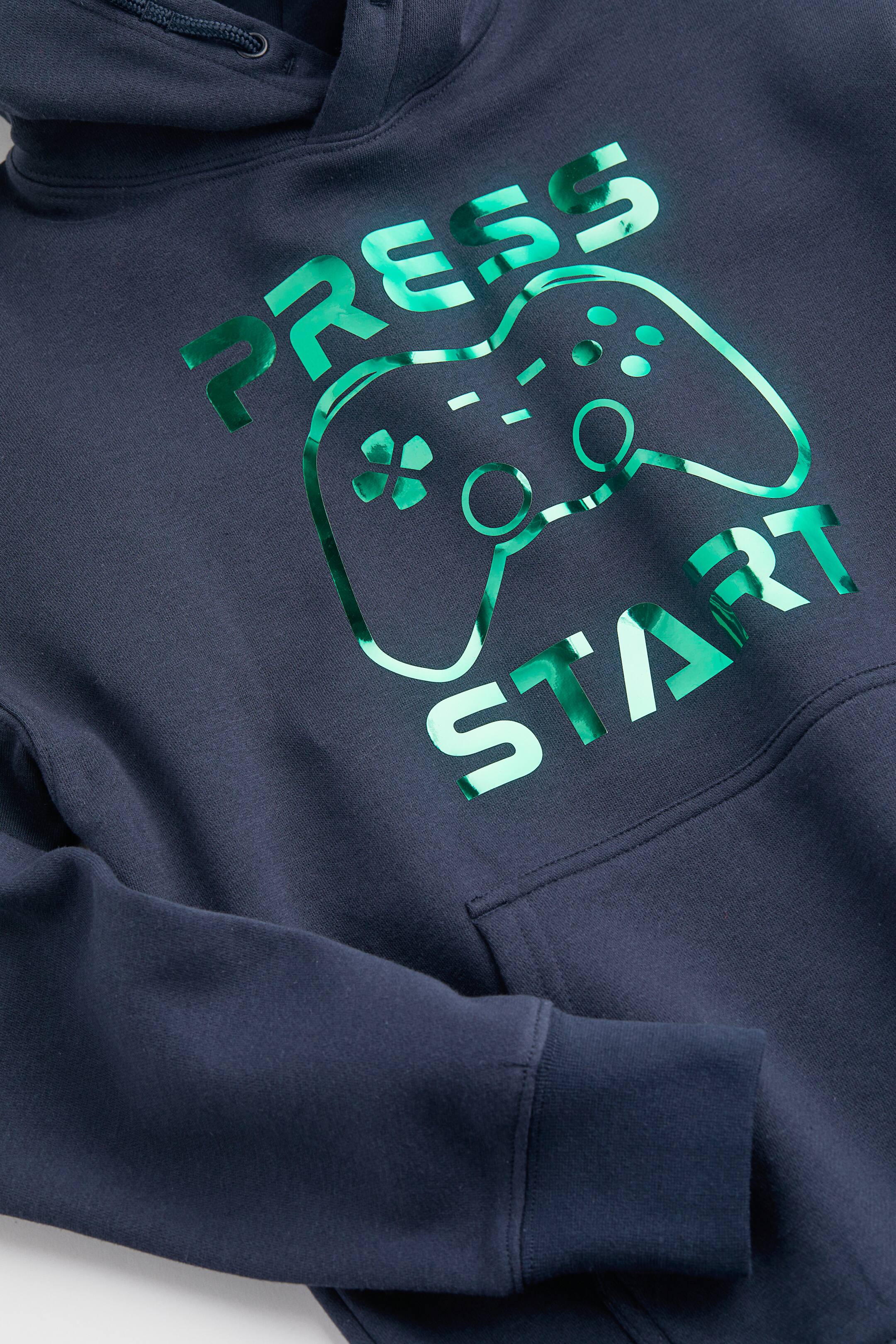 Ingrandisci l'immagine: Felpa oversize con cappuccio - Blu navy/Press Start - BAMBINO | H&M CH 2