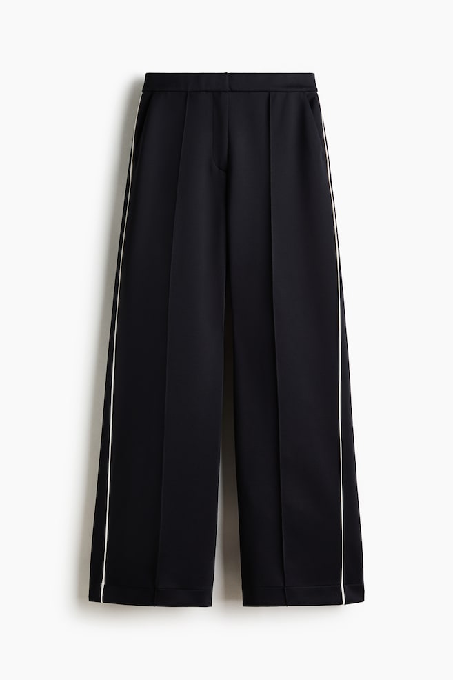 Elegante Hose aus Scuba - Schwarz/Dunkelbraun - 1