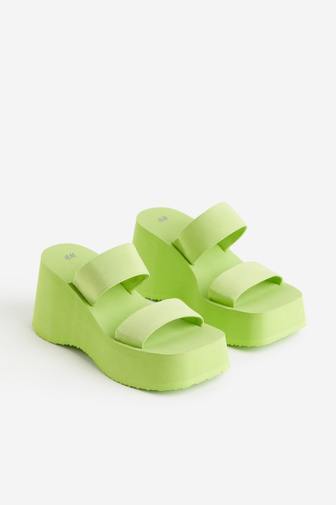 Sandales à talon compensé - Vert vif/Violet - 7
