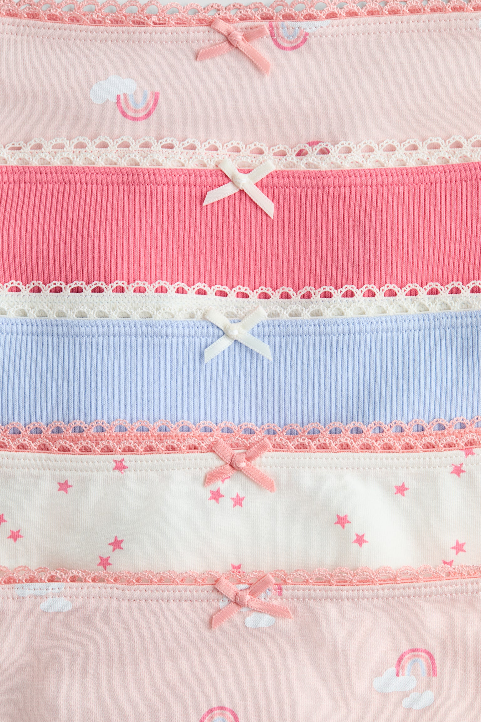 5-pak trusser i bomuld - Lys rosa/Lyseblå/Creme/Blomstret/Creme/Kirsebær - 3