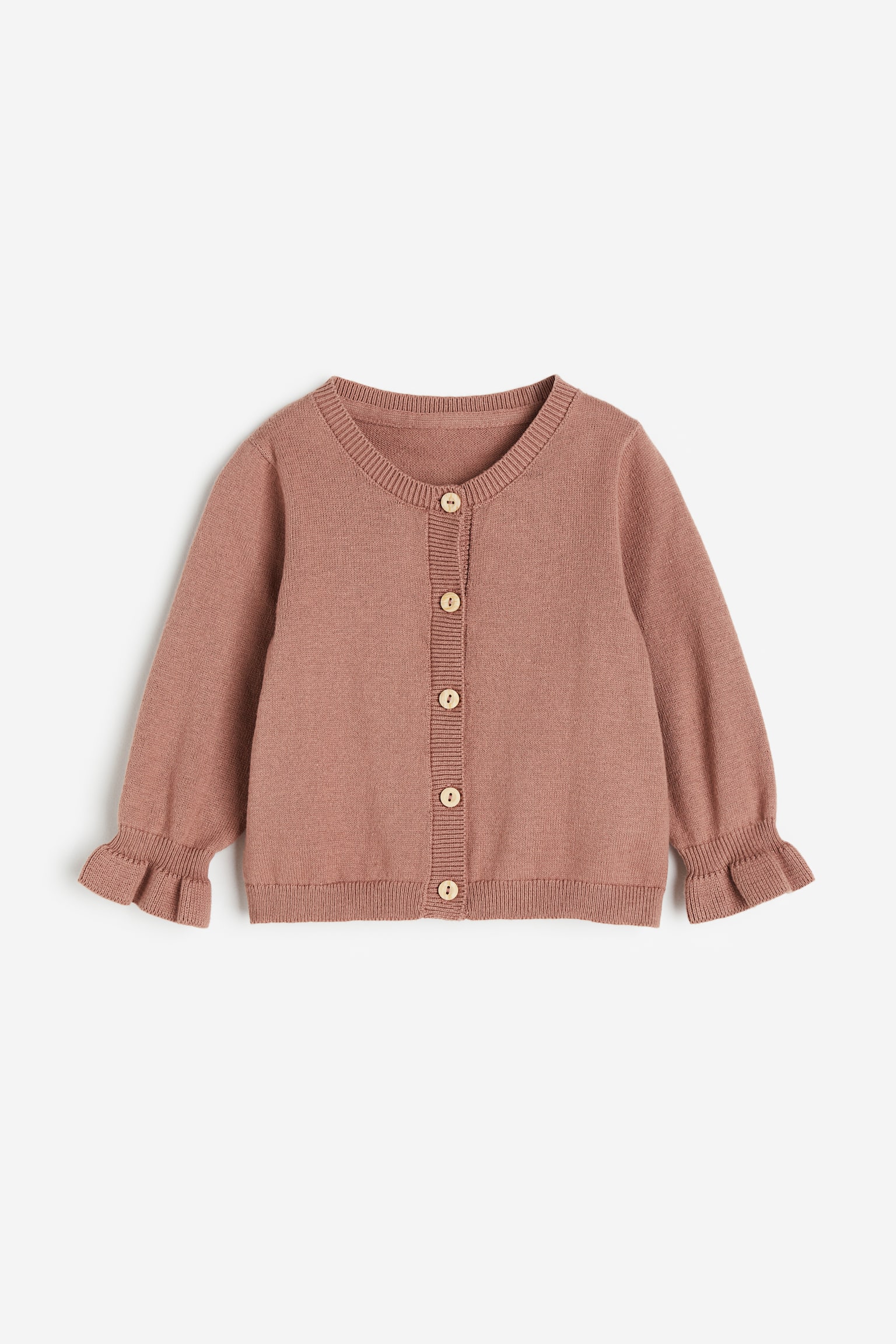 Fine Knit Cotton Cardigan - Dark beige pink/Sage green/Cream - 1