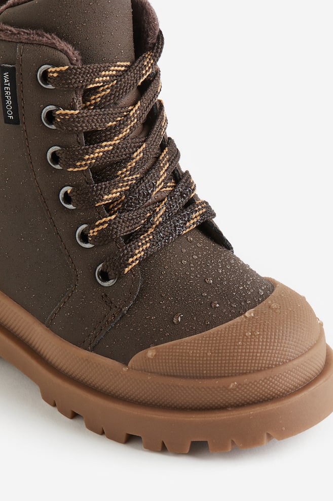 Vanntette boots med snøring - Mørk brun/Rosa - 5