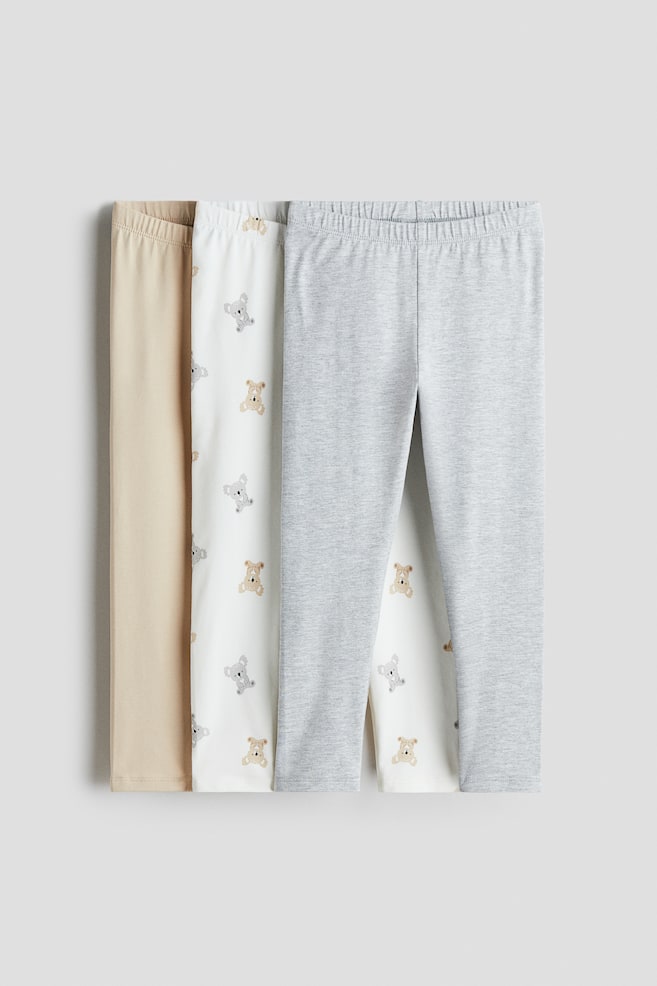 3-pack cotton jersey leggings - Beige/Grey/Koalas/Light pink/Floral/Turquoise/Dinosaurs/Purple/Cherries/Light blue/Dinosaurs/Light purple/Floral/Dark grey/Animals - 1