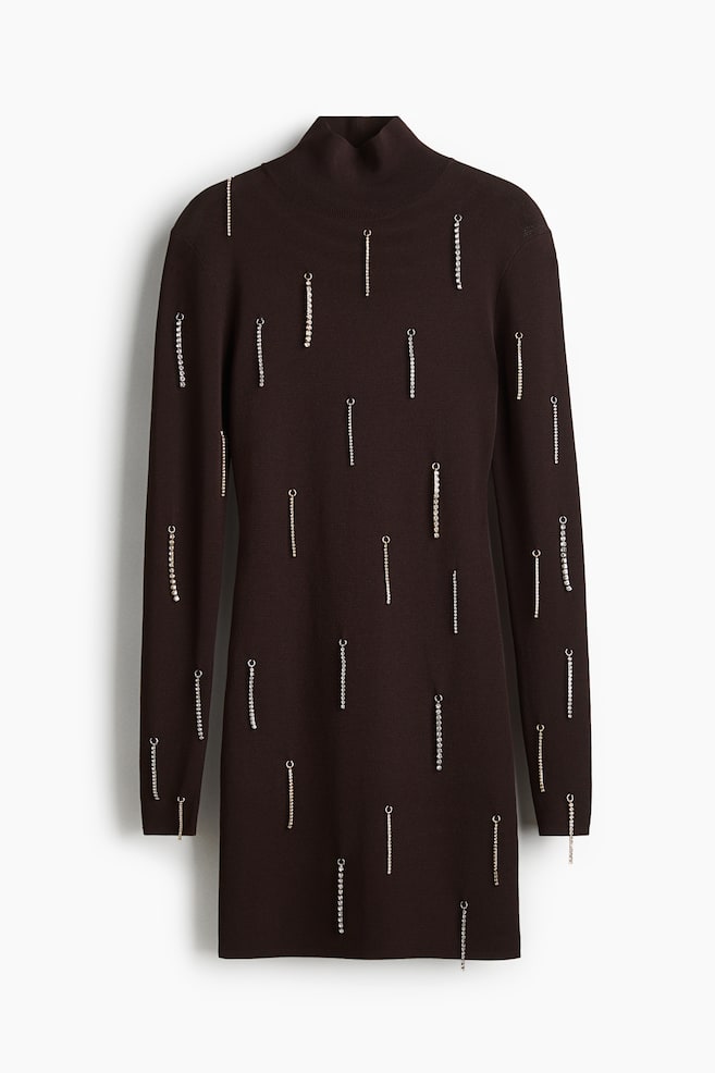 Rhinestone-embellished dress - Dark brown - 1
