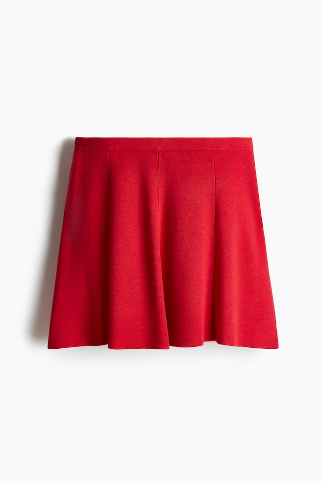 Falda acampanada en punto fino - Rojo/Crema/Negro/Rayas - 1