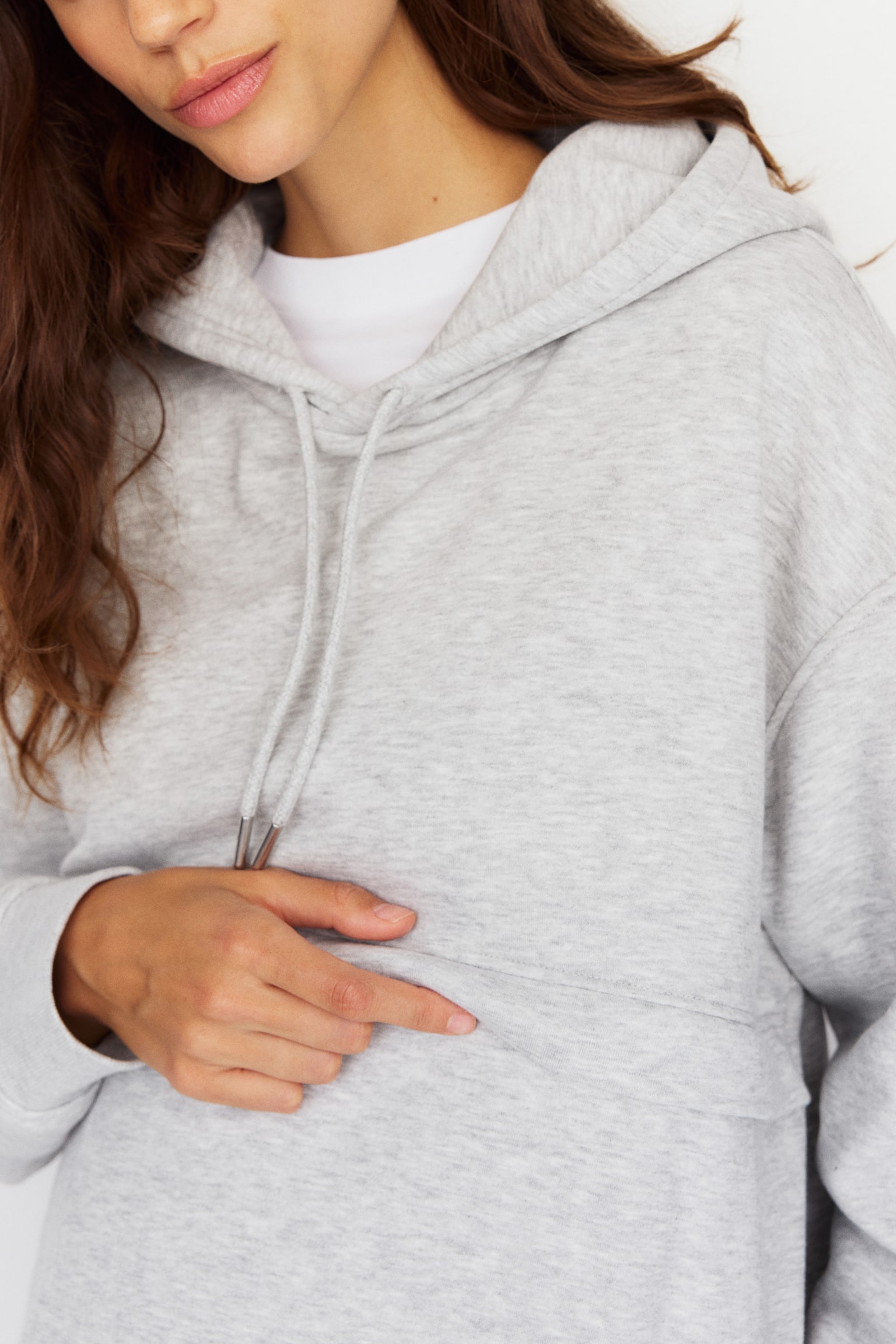 MAMA Before & After Nursing hoodie - Light grey marl/Black - 6