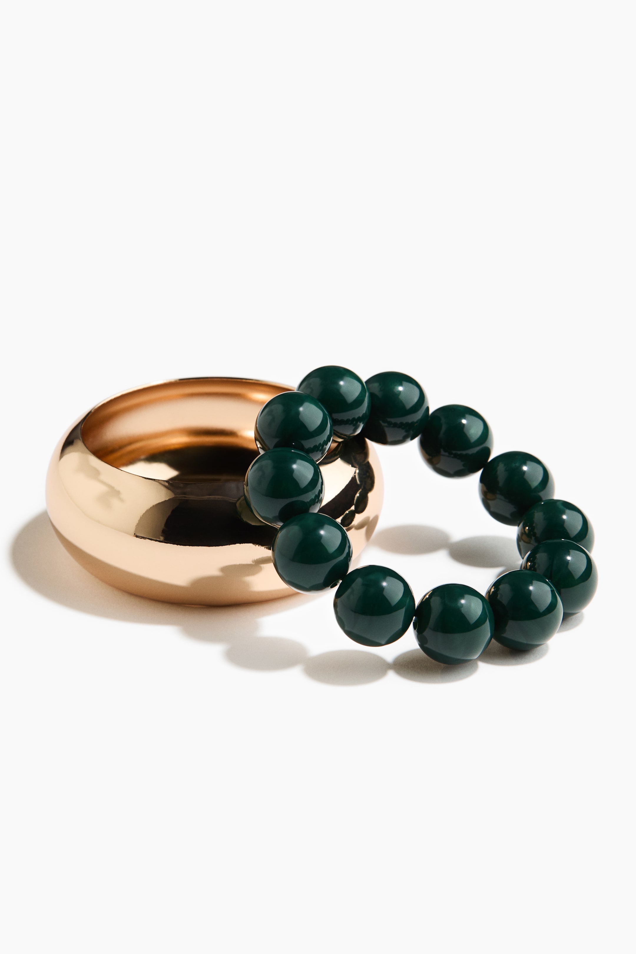 Büyük resmi görüntüle: 2'li Bileklik - Koyu yeşil/Altın rengi - KADIN | H&M TR 2