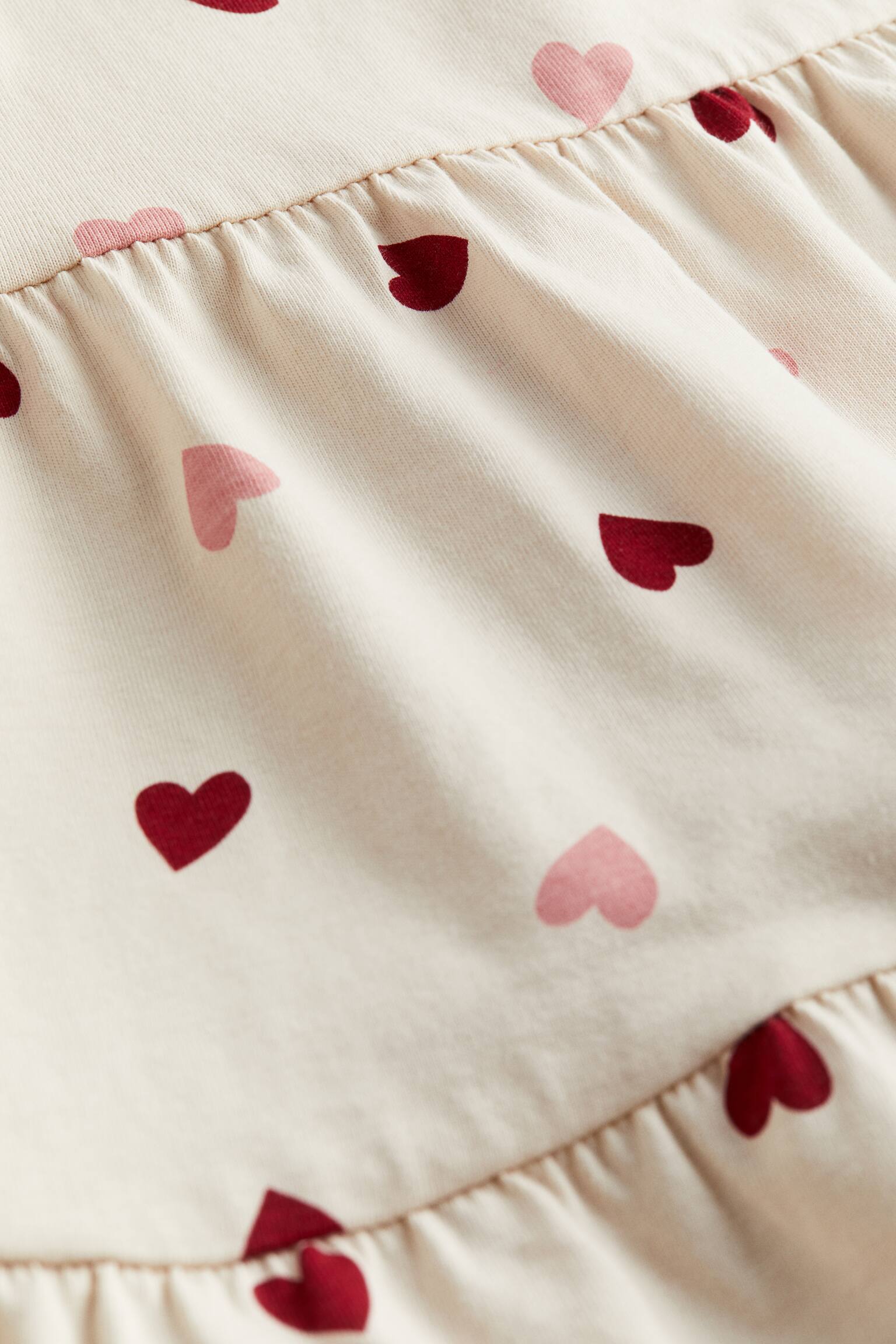 Cotton Jersey Dress - Light beige/Hearts - 2