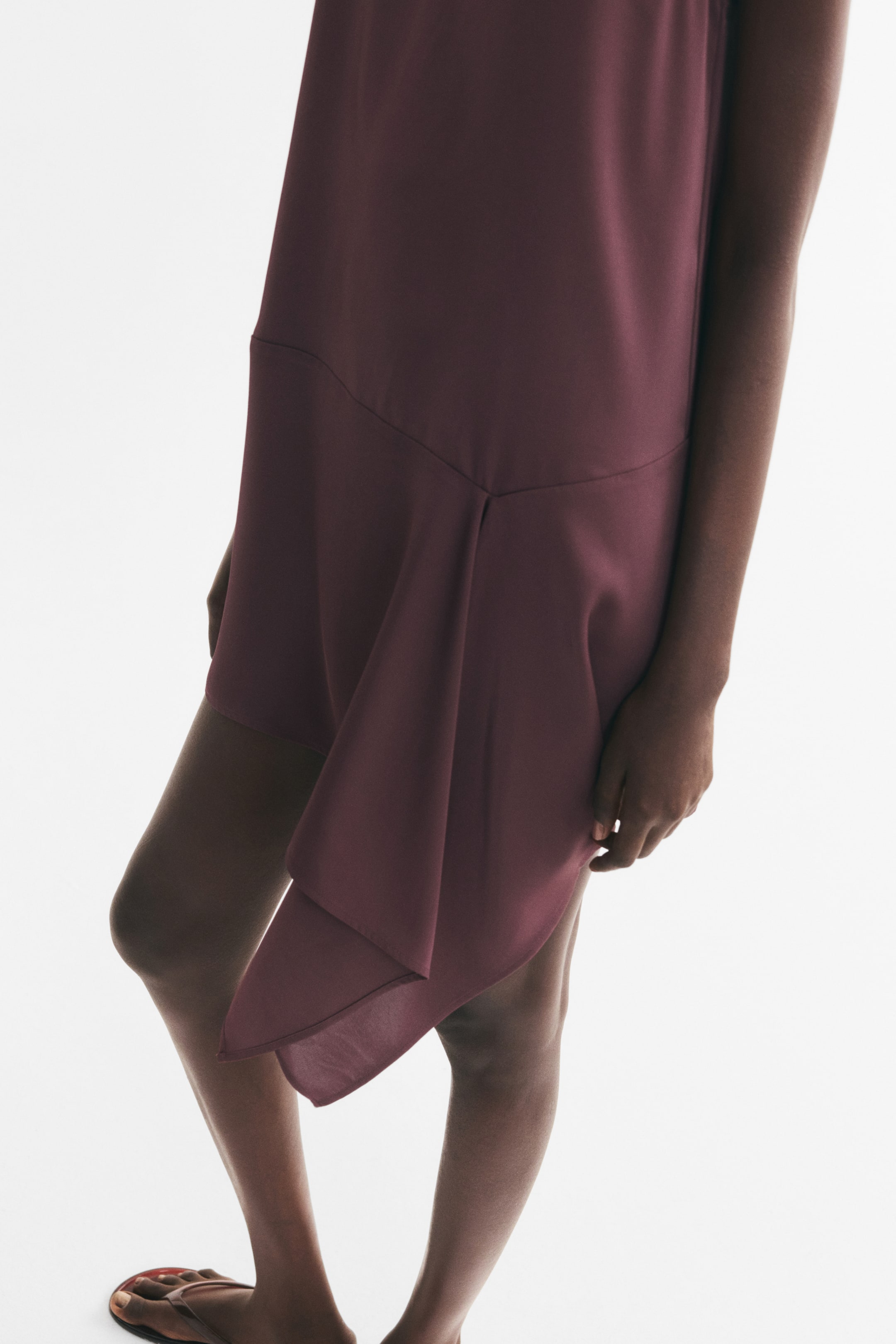 Draped-Panel Twill Dress