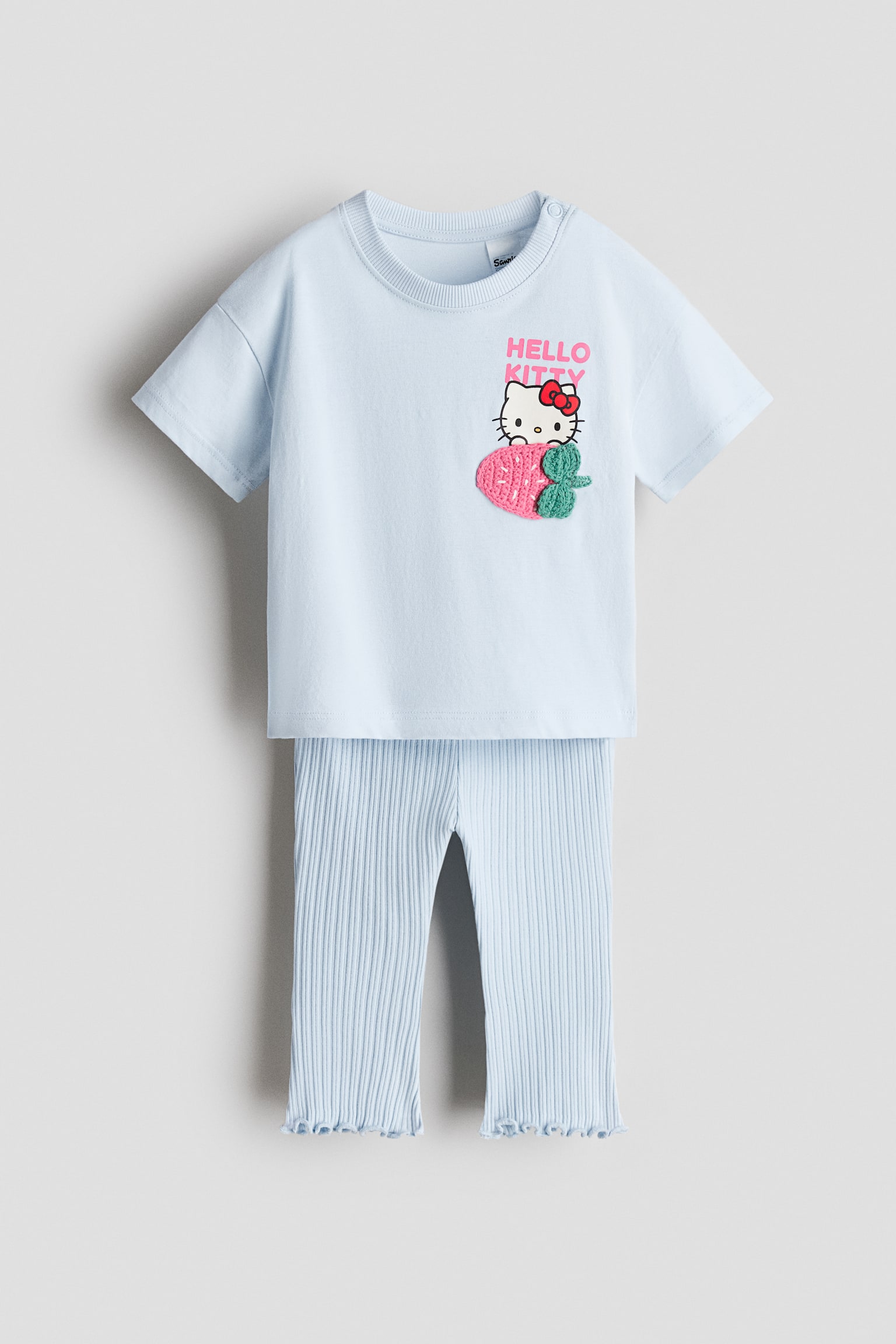 Conjunto de 2 peças em algodão com estampado - Azul claro/Hello Kitty/Light pink/Minnie Mouse