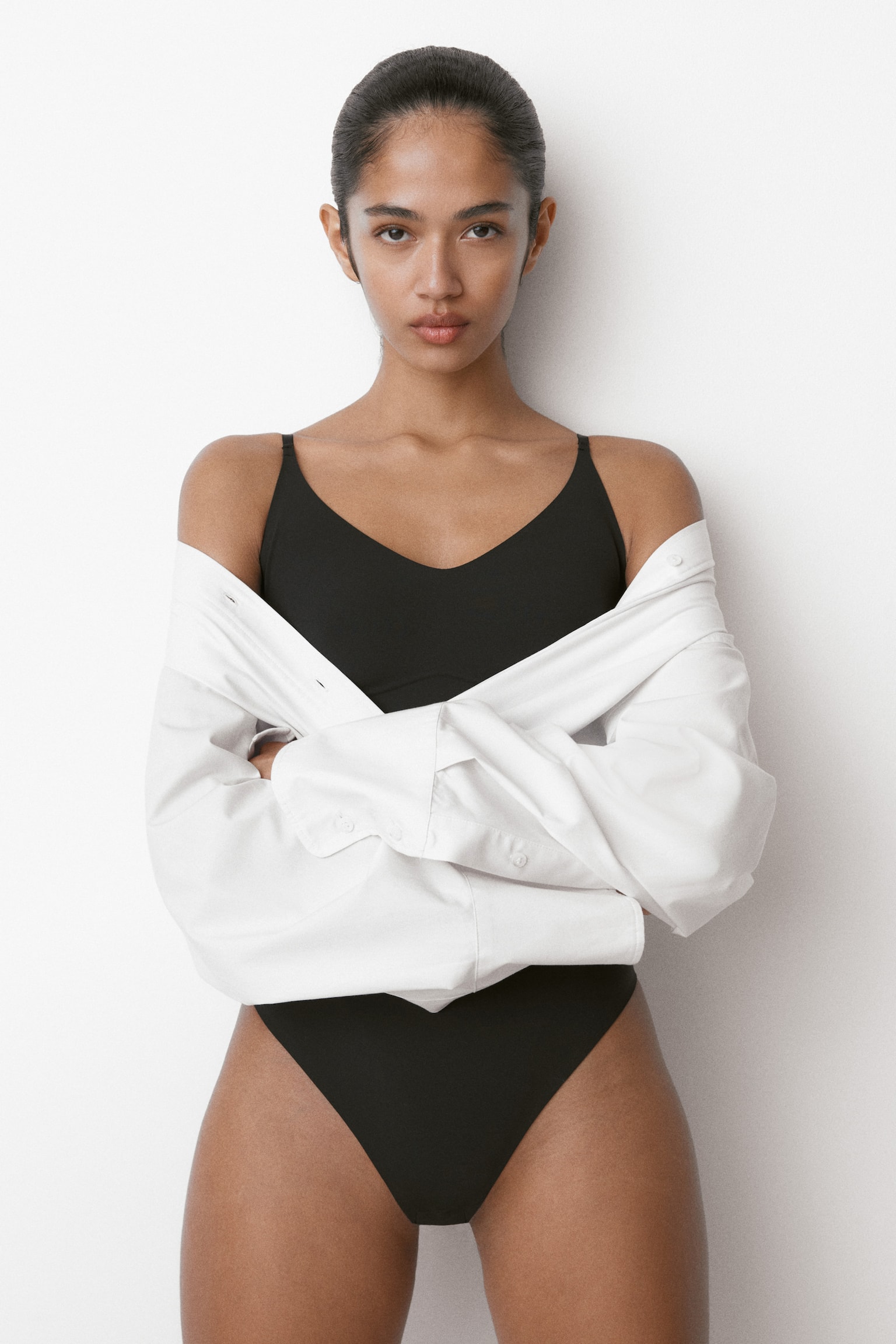 Боди Shape, стринги, микрофибра — H&M, цвет: Чёрный — фото 4