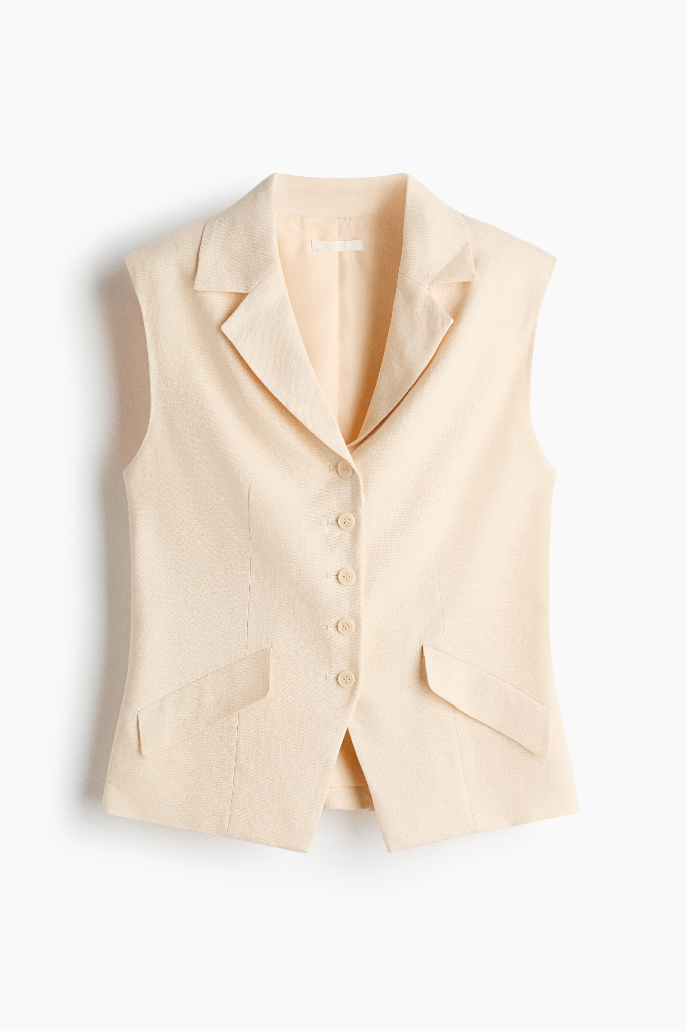 Gilet sans manches en lin mélangé - Beige clair/Rouge