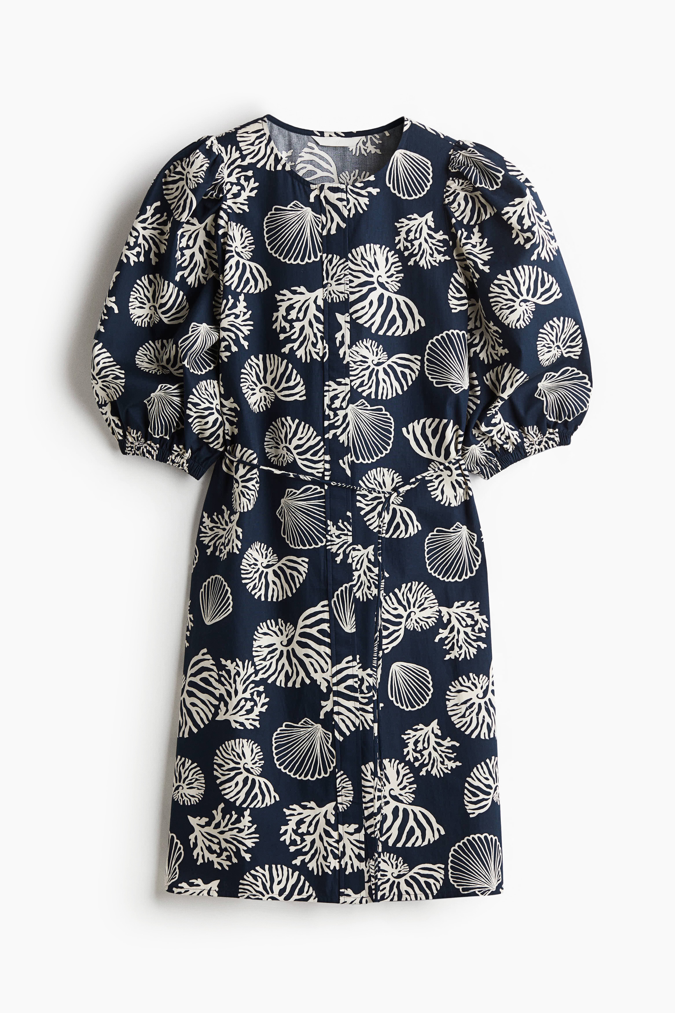 Puff-sleeved dress - Navy blue/Patterned/Blue/Striped/White/Blue patterned/White/Navy blue patterned