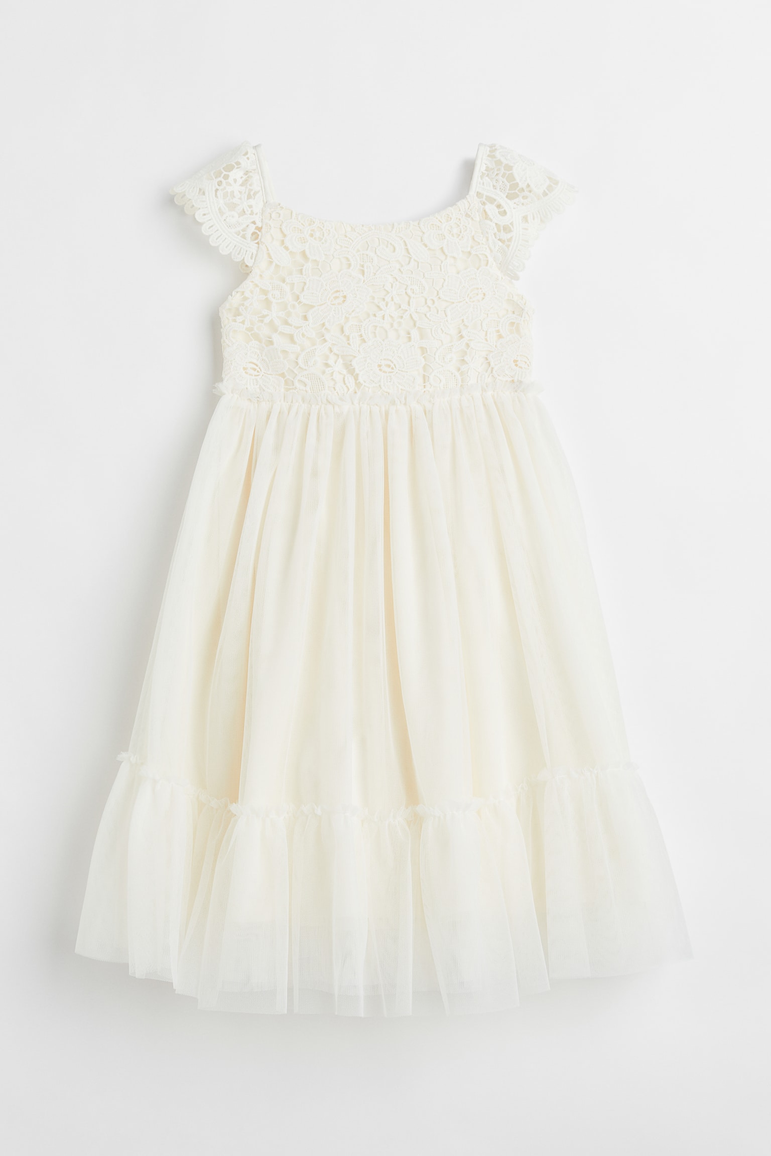 Lace & Tulle Dress - Natural white/Dusty pink/White - 1