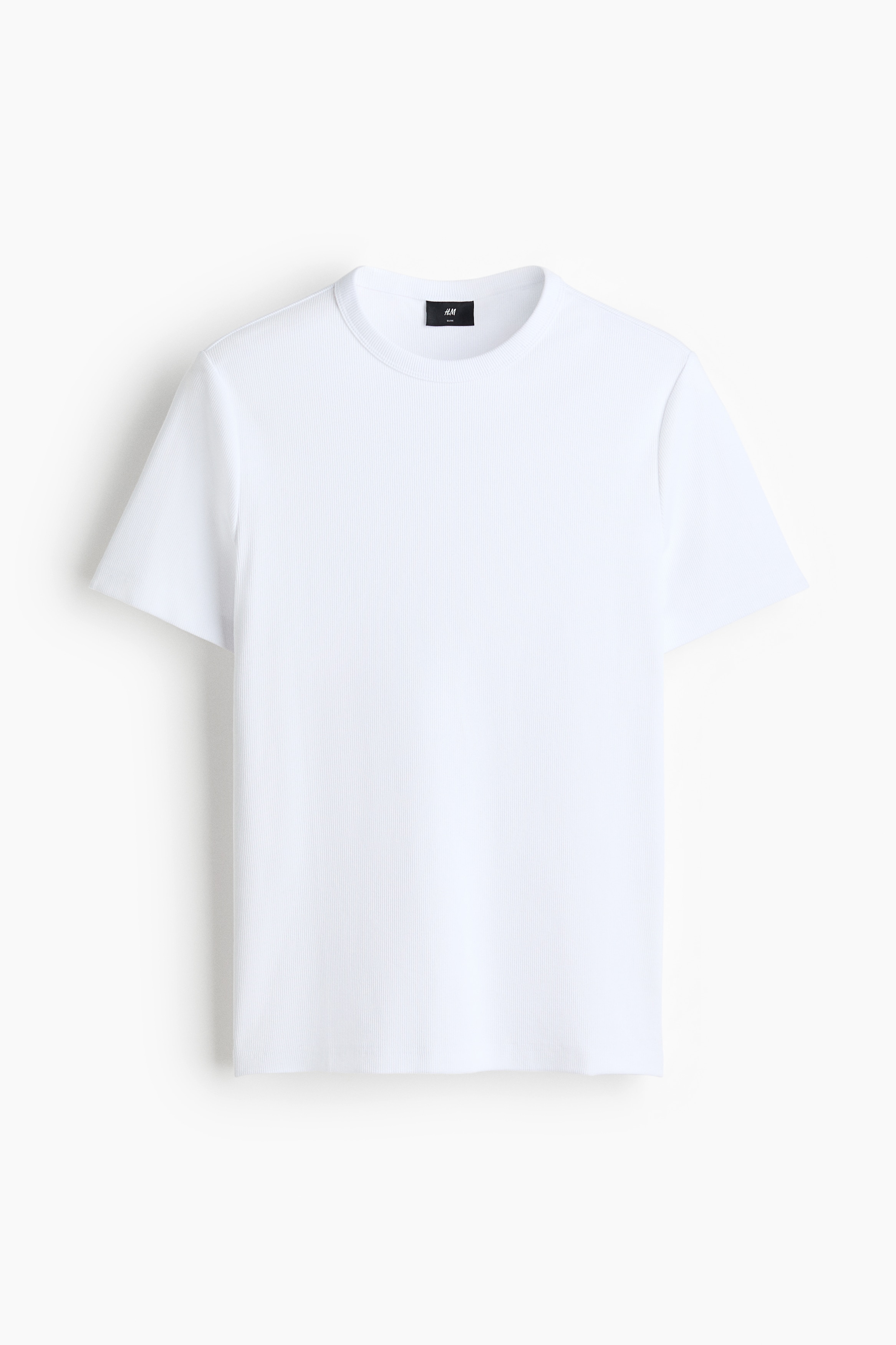 Slim Fit Ribbed T-shirt - White/Black/Light grey marl