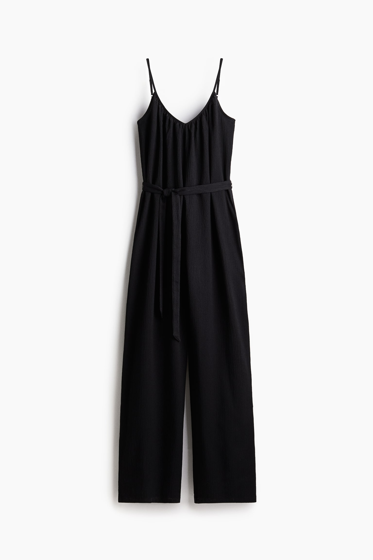 Женский комбинезон H&M Tie-Belt Jumpsuit, цвет: Чёрный — фото 1