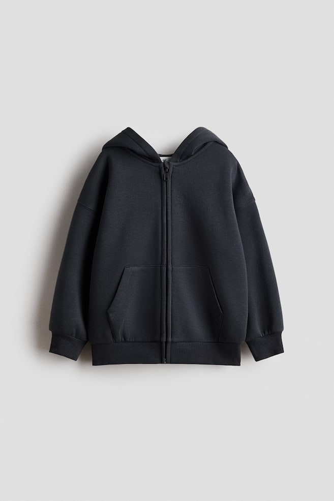 Oversized hoodie med lynlås - Mørkegrå/Forest green/Mørkeblå/Mørkegrøn/Teglrød - 1