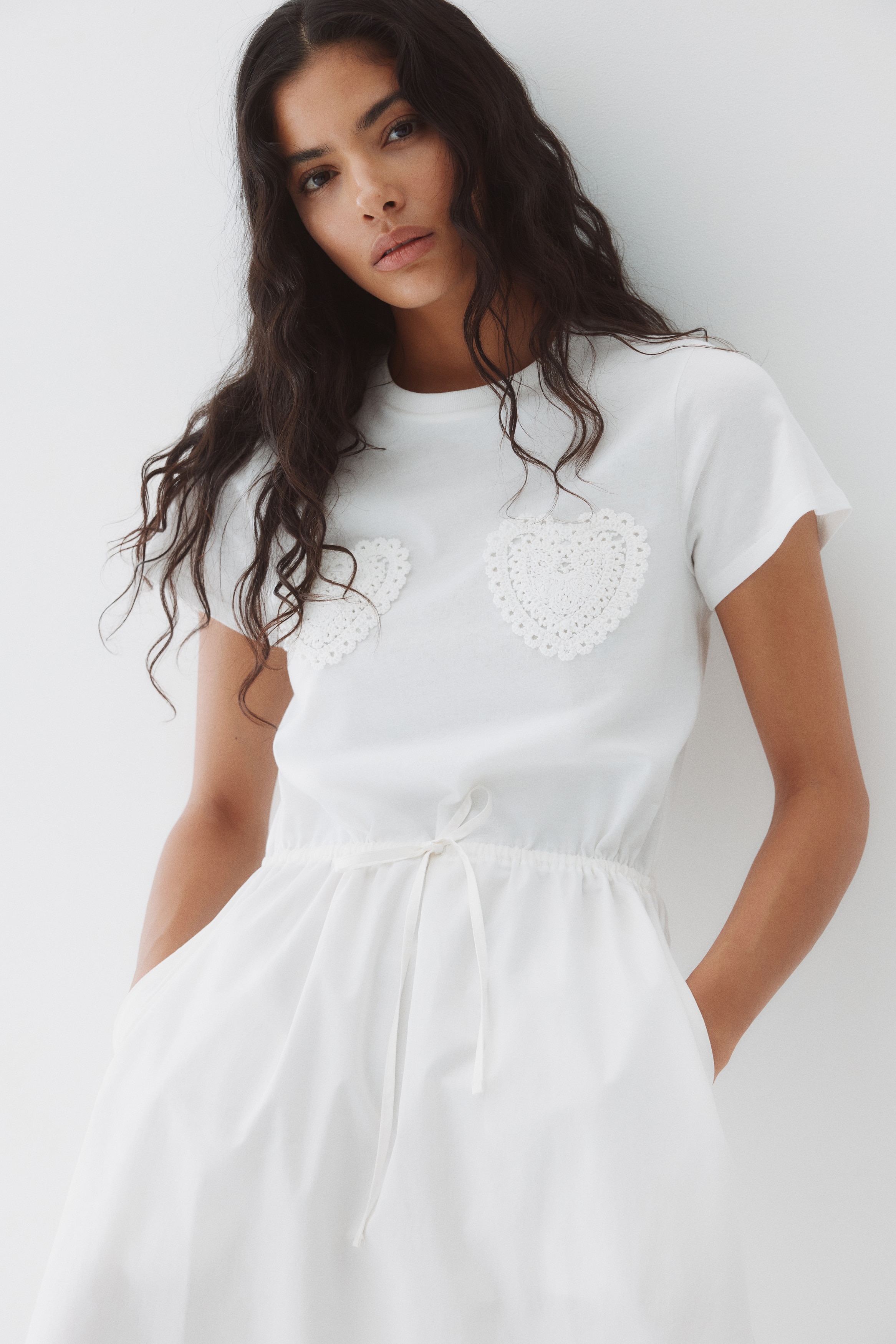 Drawstring-waist cotton dress