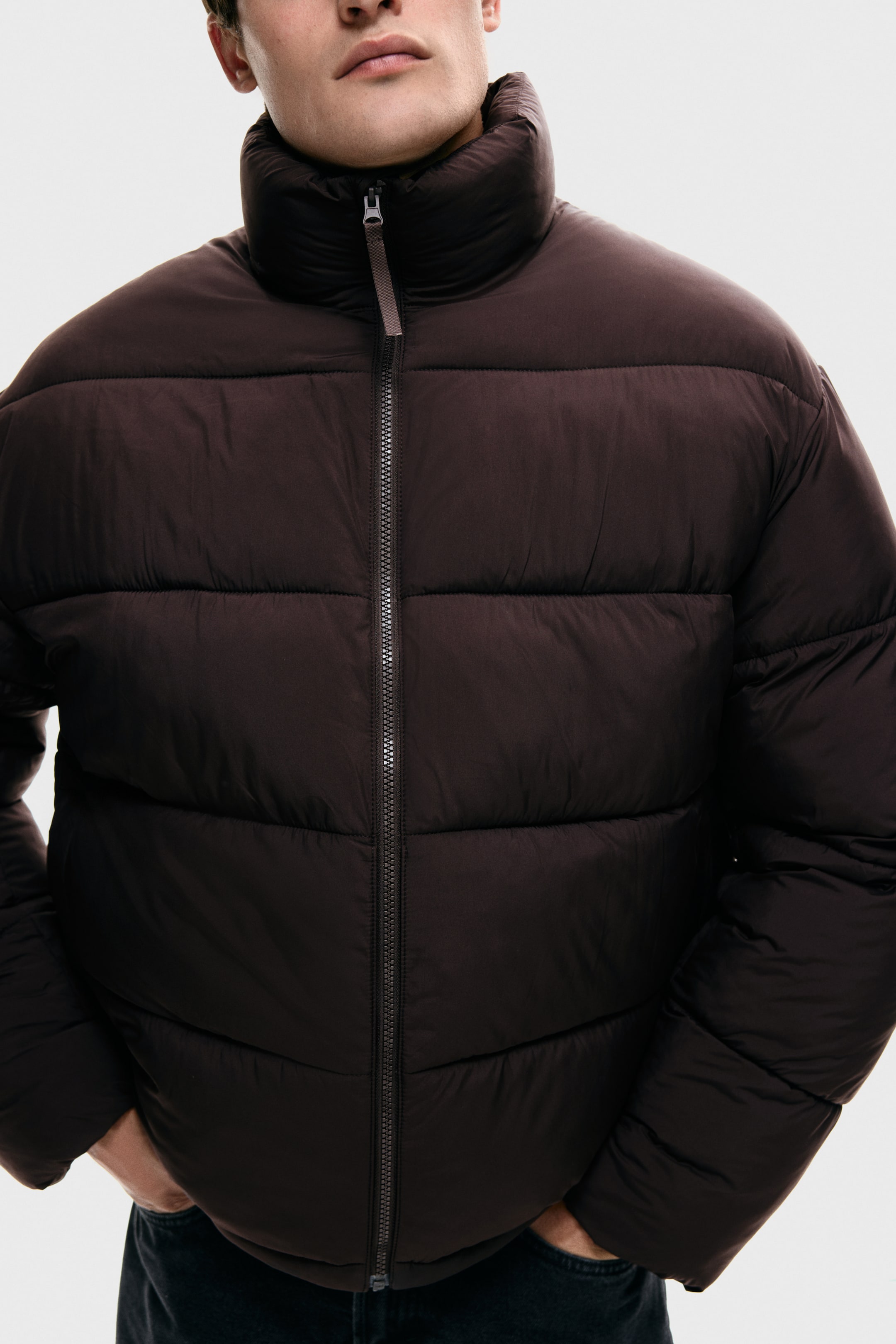 View larger image: Water-repellent puffer jacket - Dark brown - Men | H&M IN 3