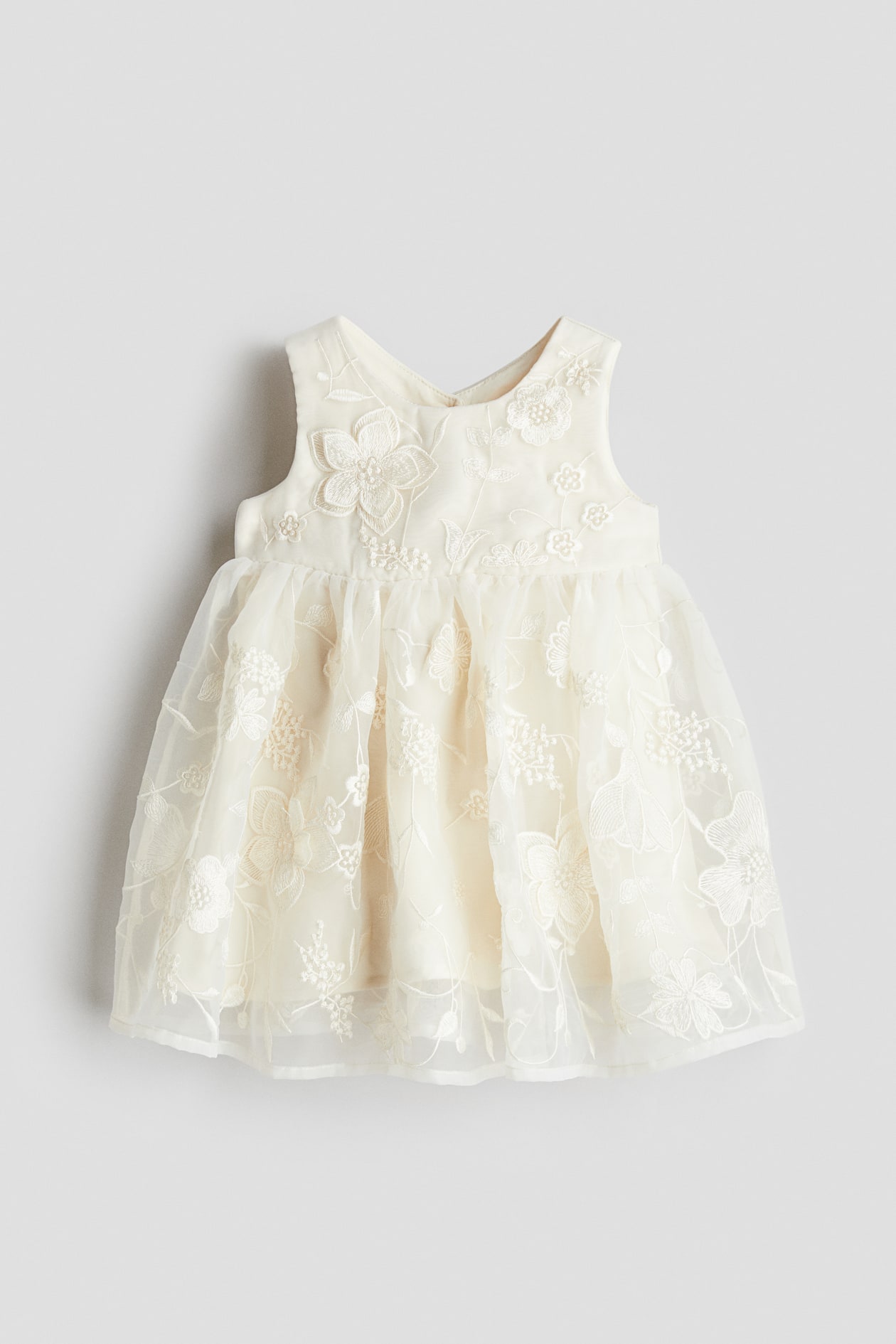 Jurk van organza met borduursel Roomwit KINDEREN H&M BE