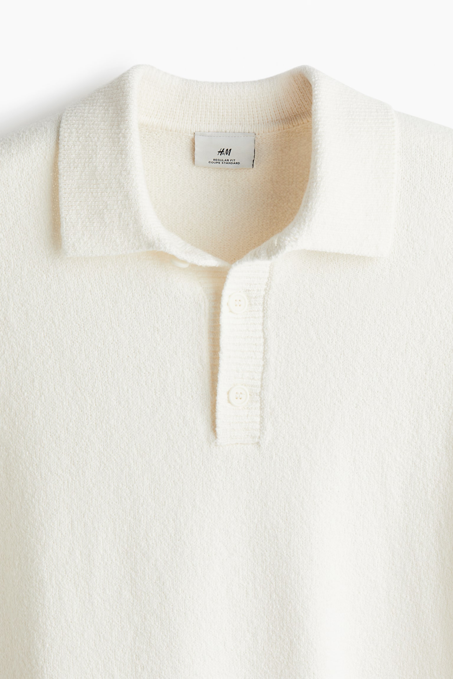 Regular Fit Bouclé polo shirt - Cream/Dark brown - 5