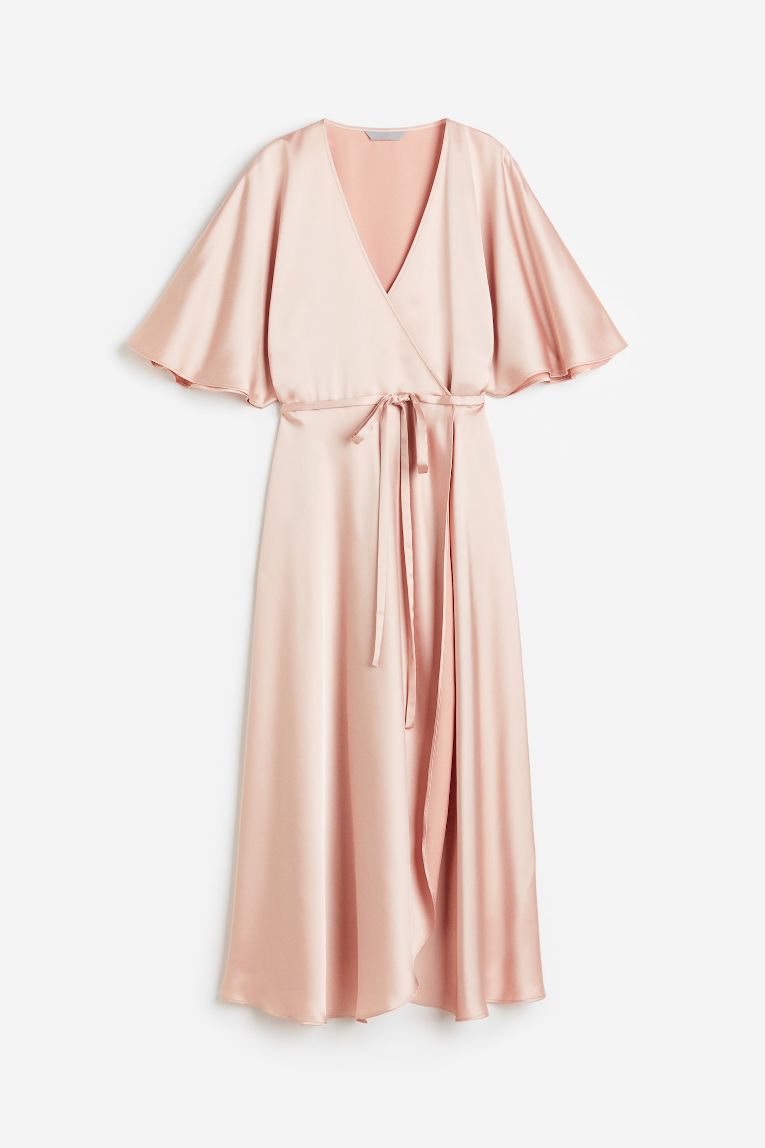 Wrap Satin Dress - Light pink/Blue/Light beige - 1